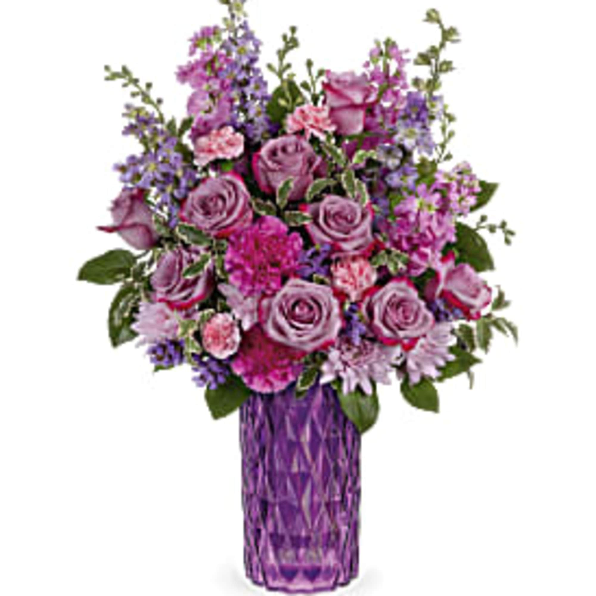 Lavish mom with luxury! This magnificent lavender rose bouquet reaches new heights