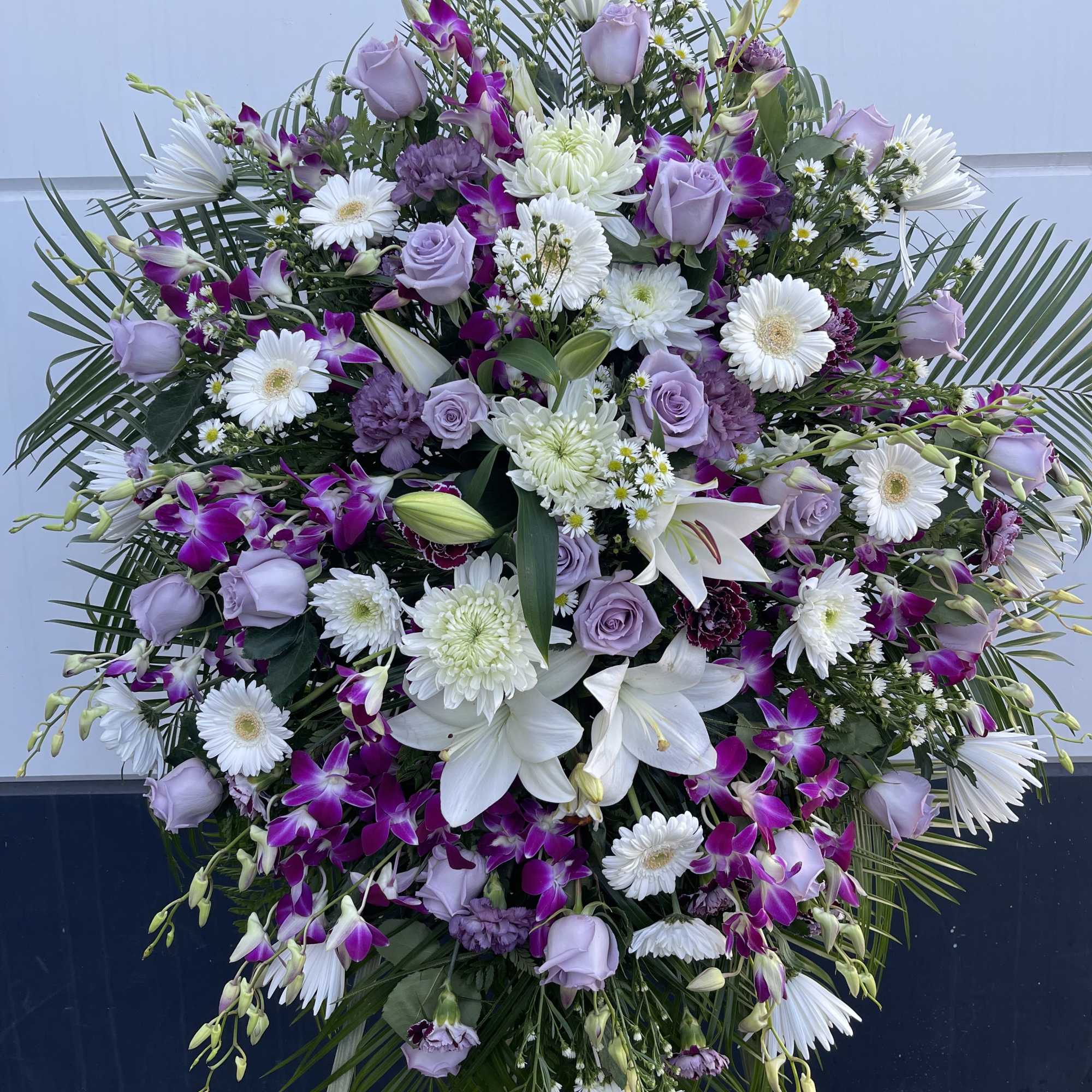 Purple, lavander and white hanging spray 
