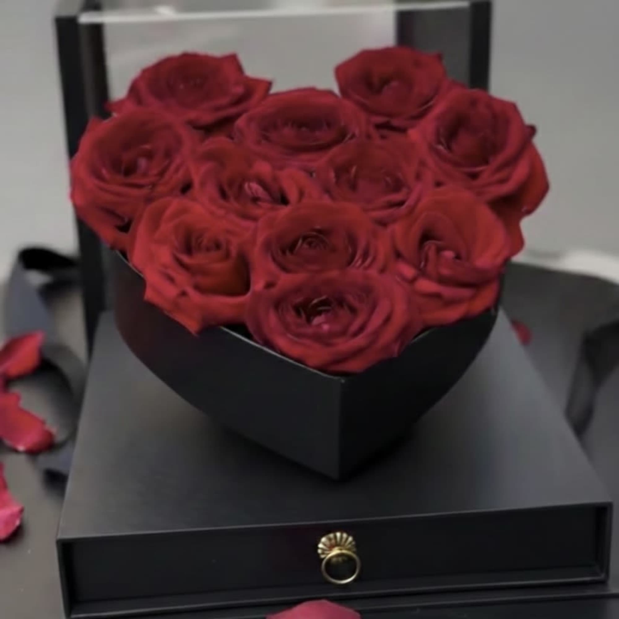 The Luxury Rose Heart Box with Chocolates is a refined and unforgettable