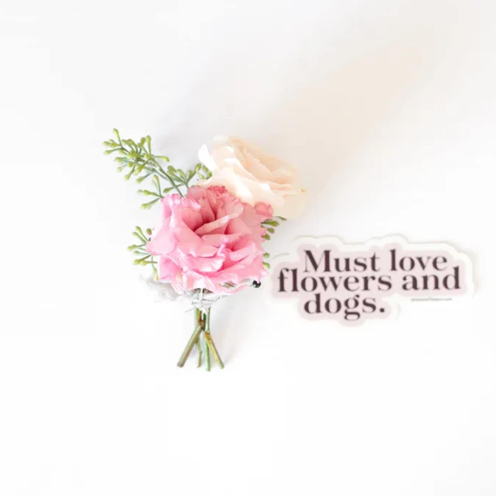 Small pink and white flower bouquet with a text sticker