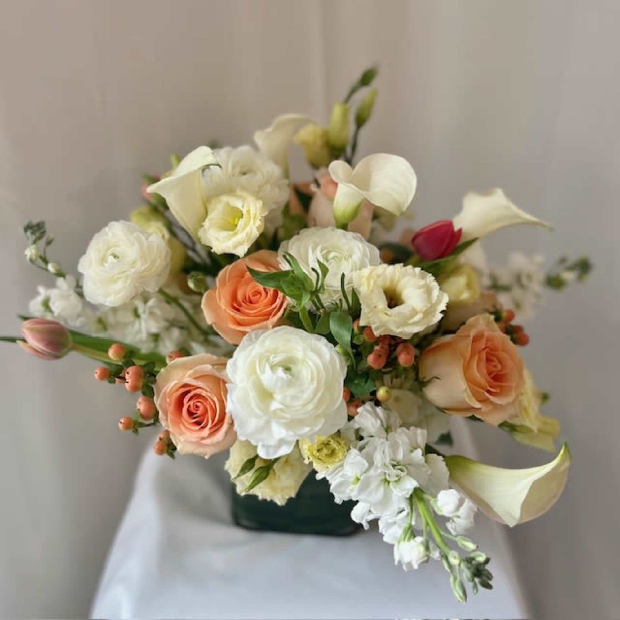 A sweet treat for the eye. This floral design features pastel pinks