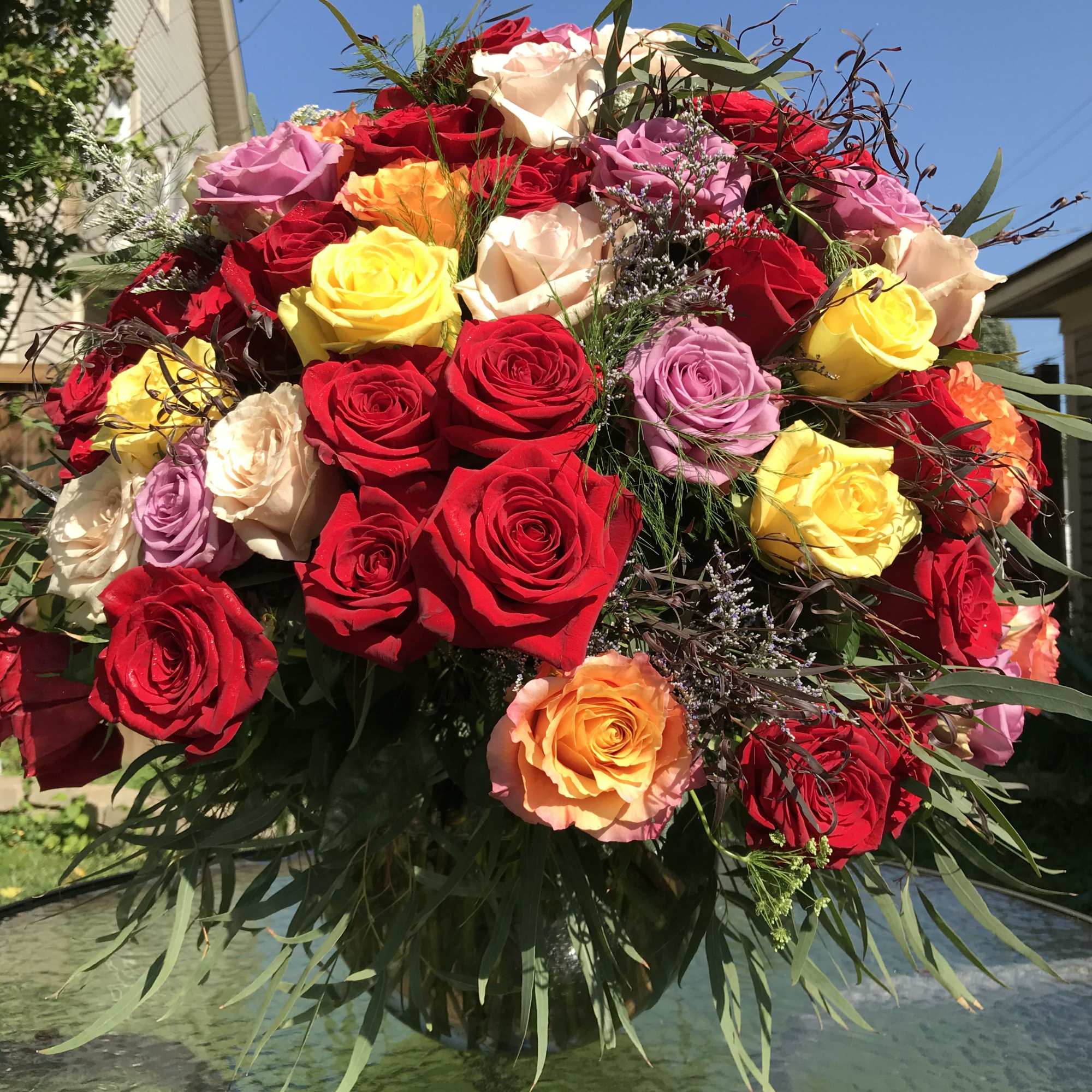 This arrangement requires 24 hour notice.
The ultimate gift.  Ten Dozen Roses