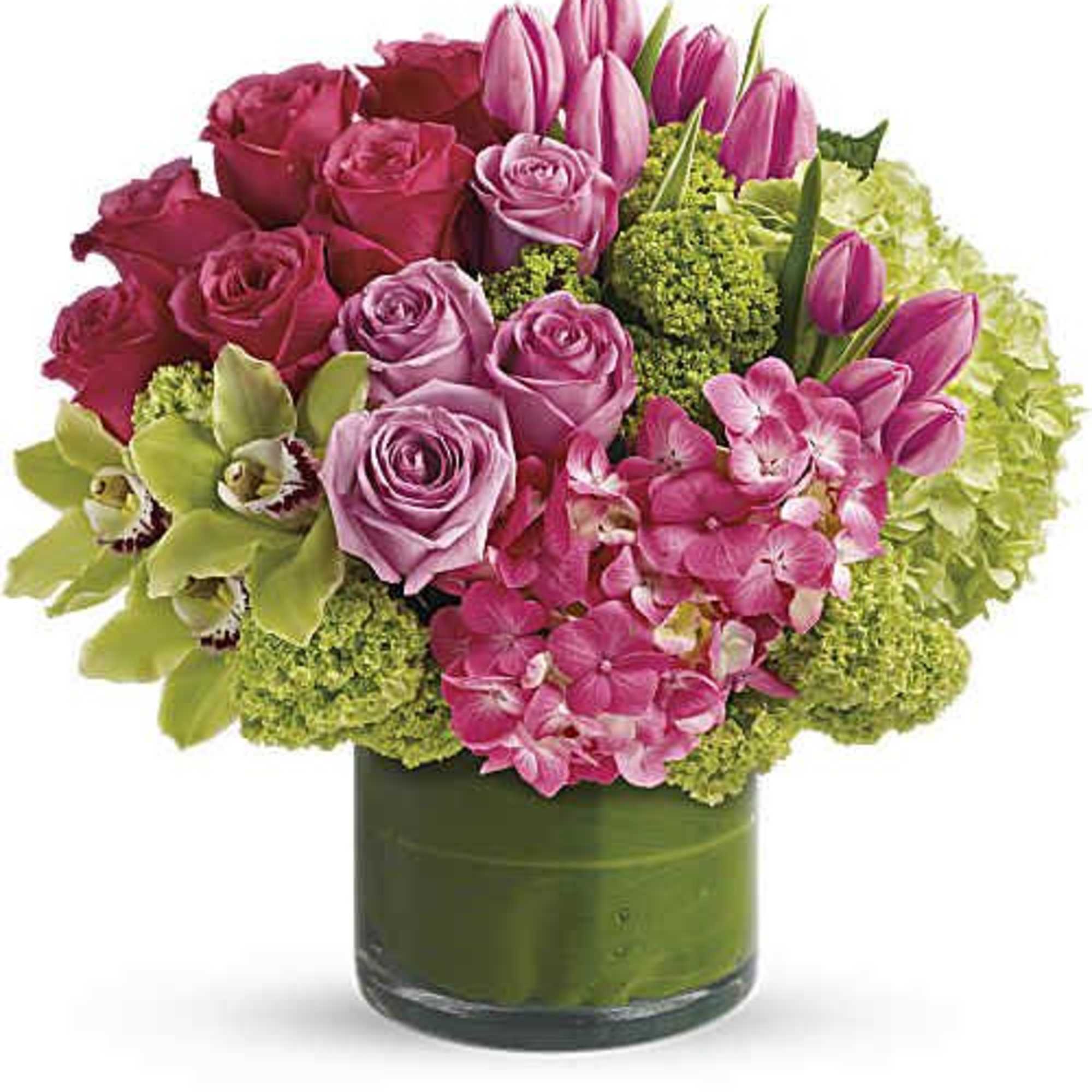 Like a girl's getaway to the tropics! Feminine flowers in tropical pastels