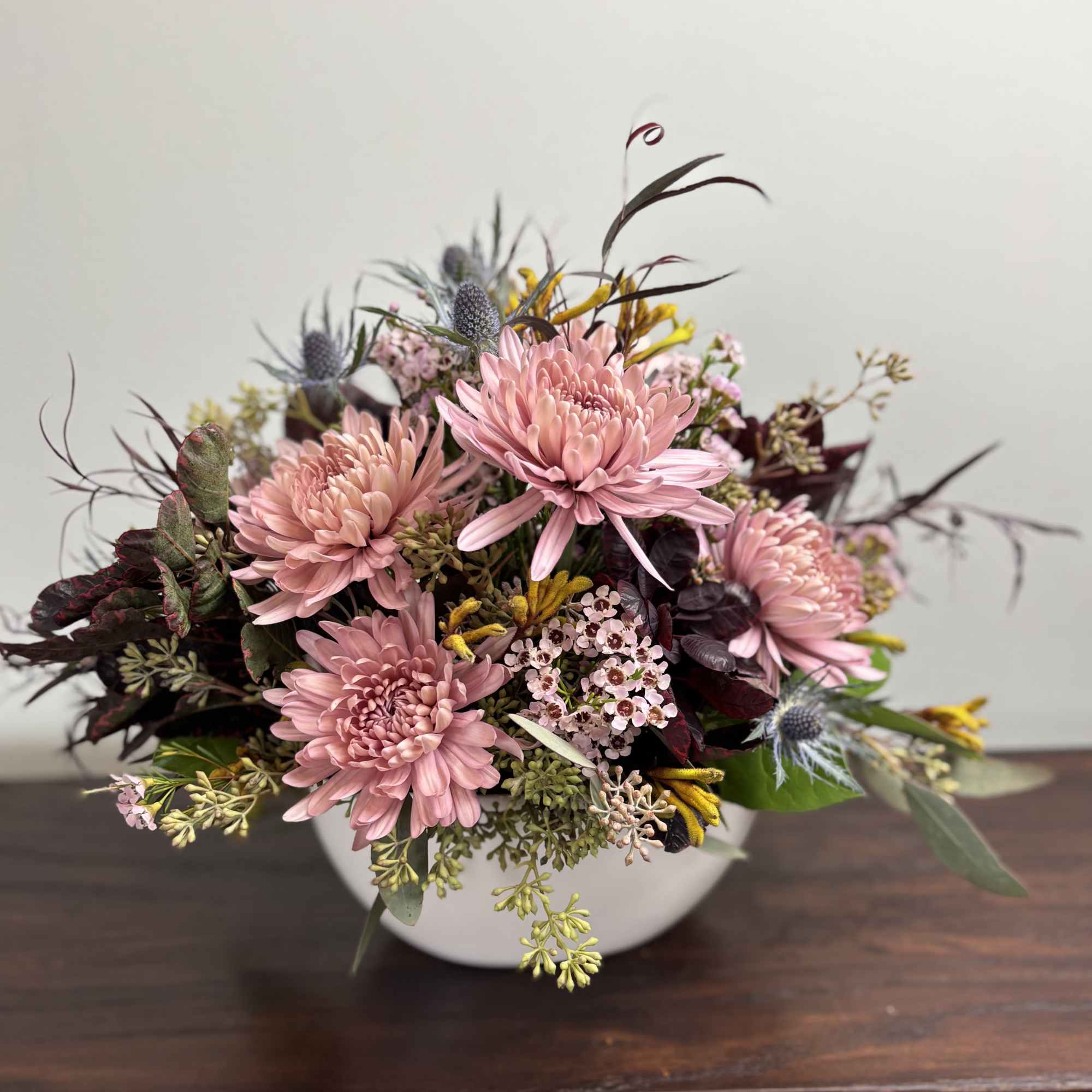 A delightful combination of rich burgundies and mauves with unique texture. 