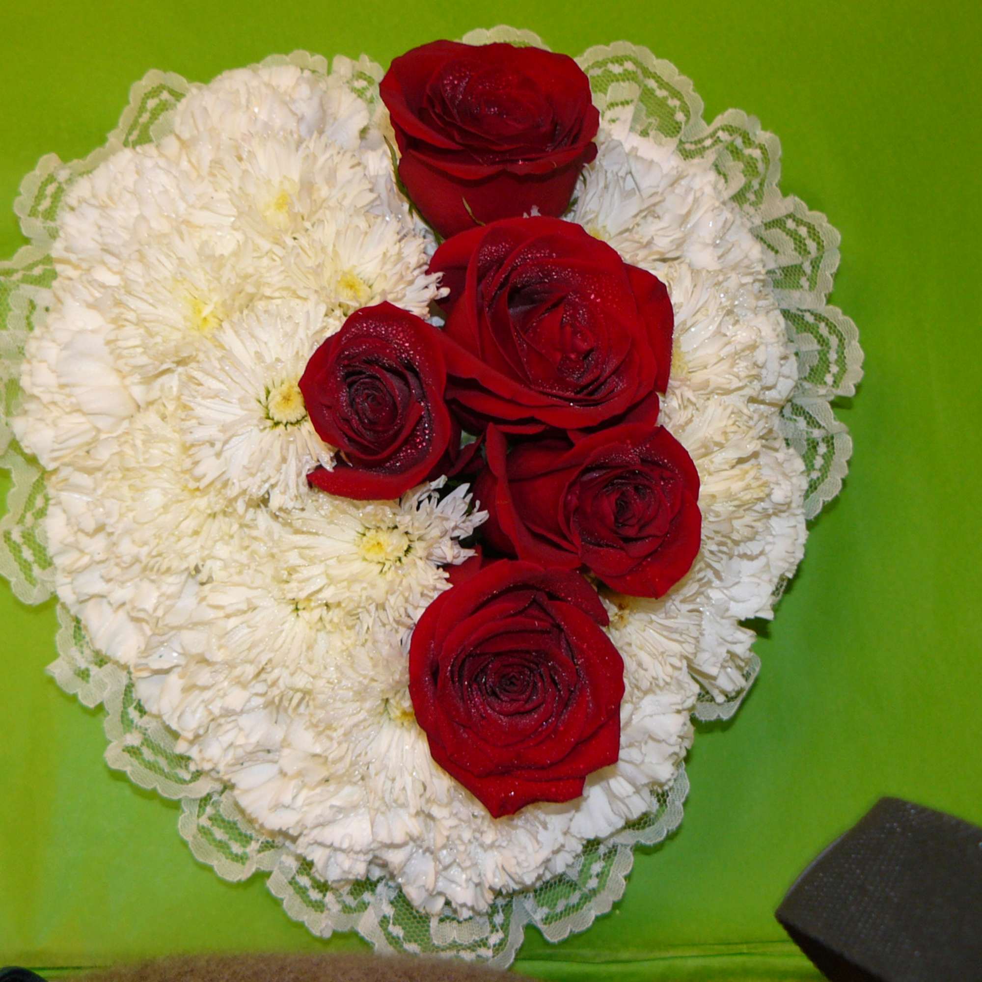 Satin Pillow,  Spray Roses