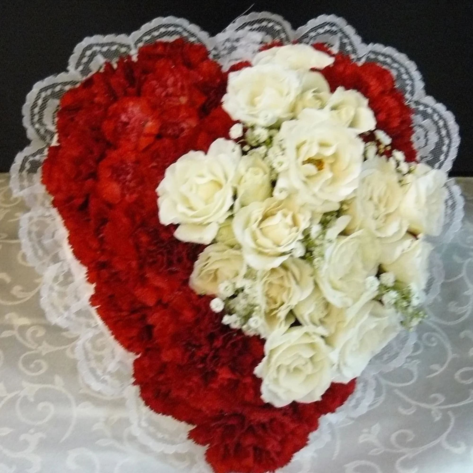 Satin Pillow,  Spray Roses