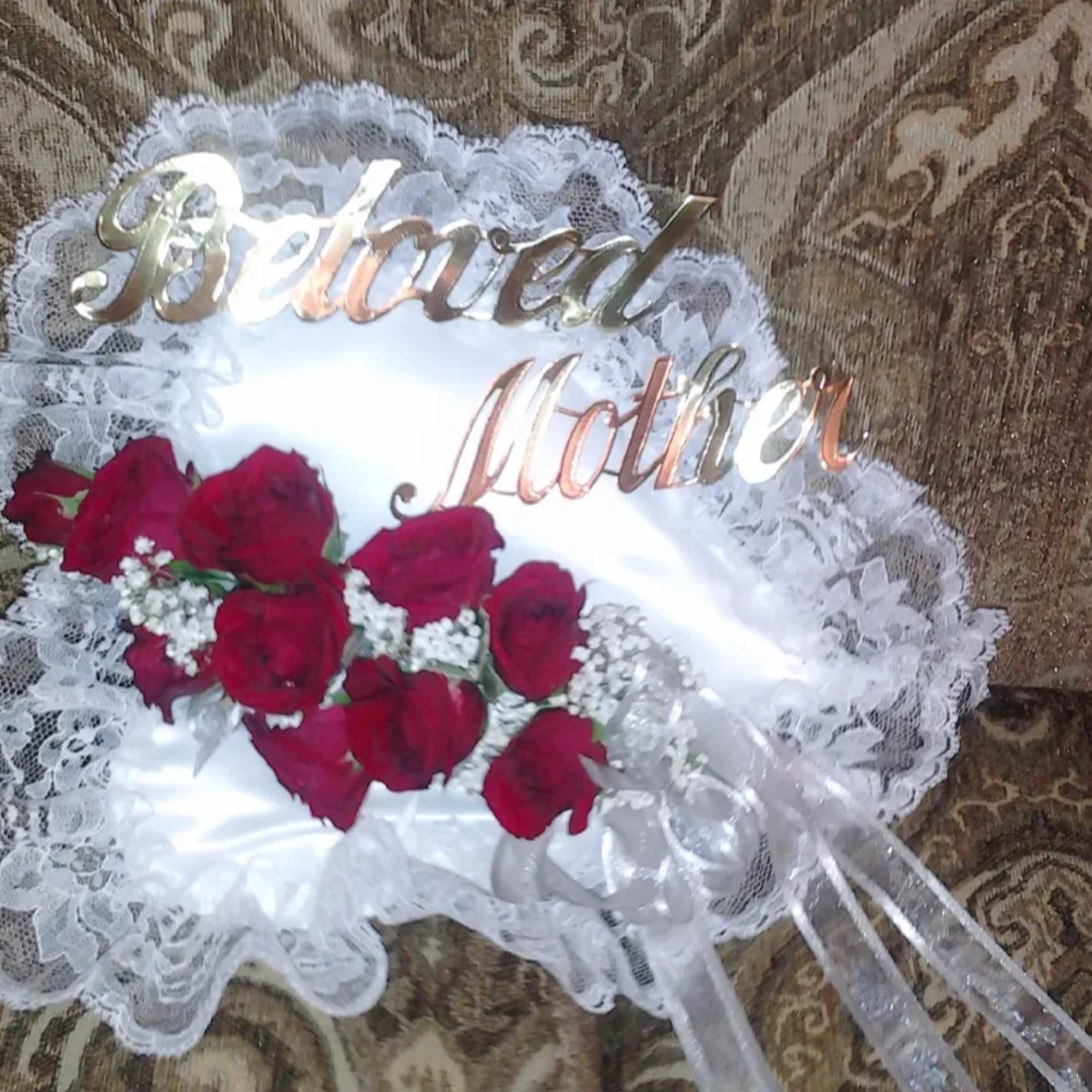 Satin Pillow,  Spray Roses