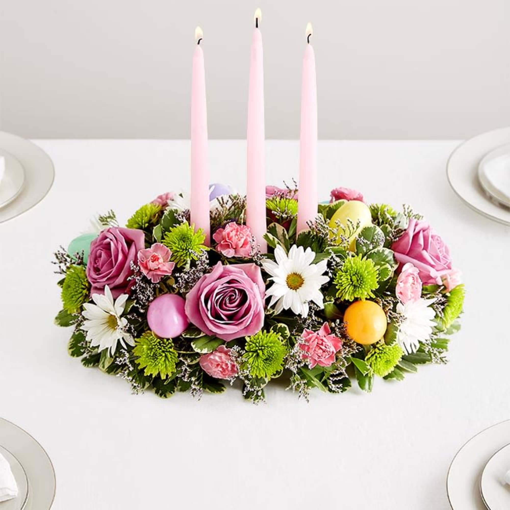 This fun, festive Easter / Passover candle centerpiece makes a lovely addition