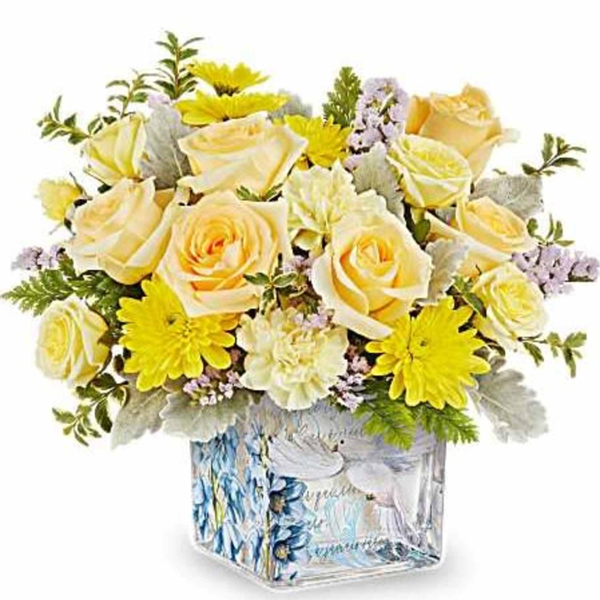 Bright and inspiring, Teleflora's Wings of Light Bouquet glows with soft yellow