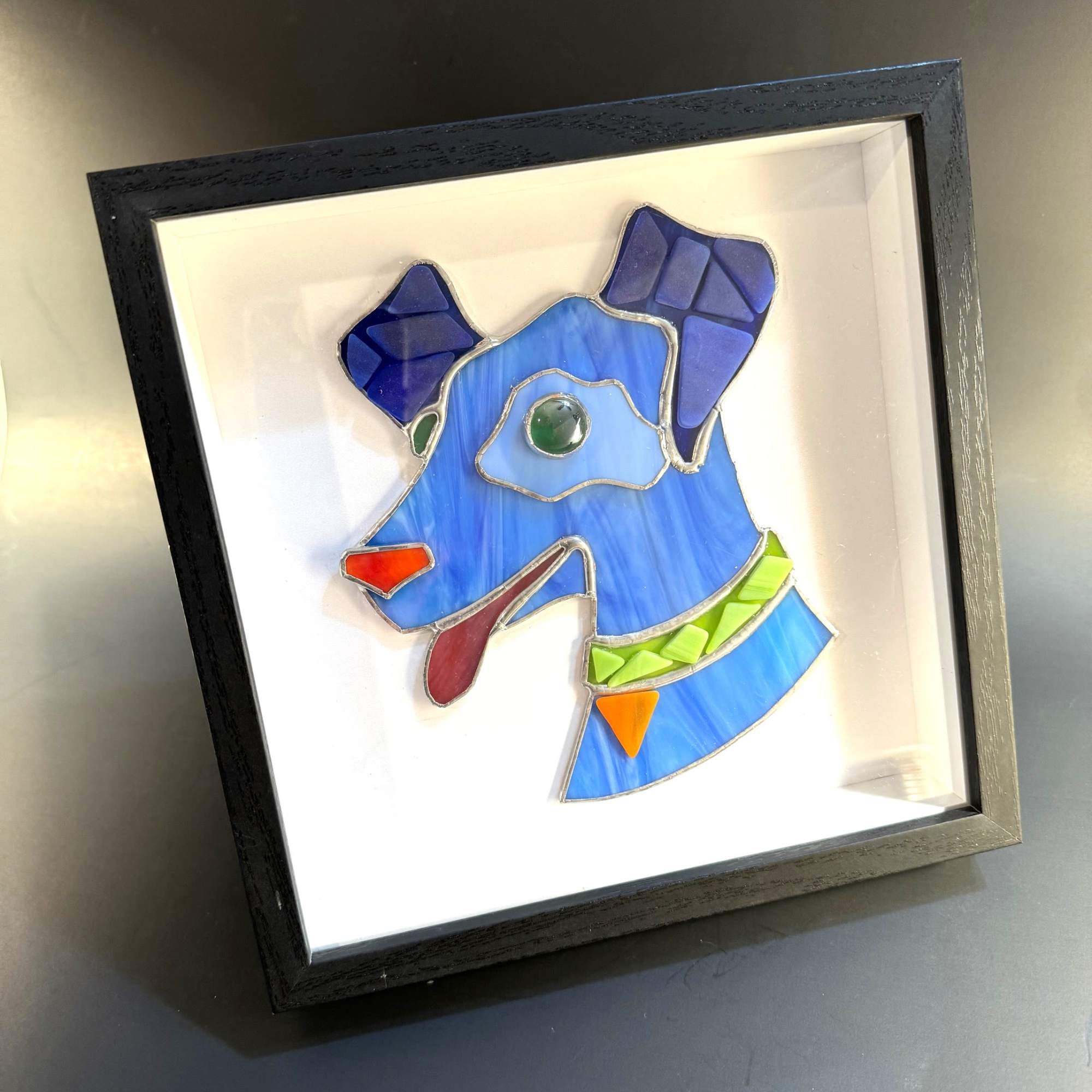 Our NEW Framed Tumbled Glass Dogs are here!  Man's best friends