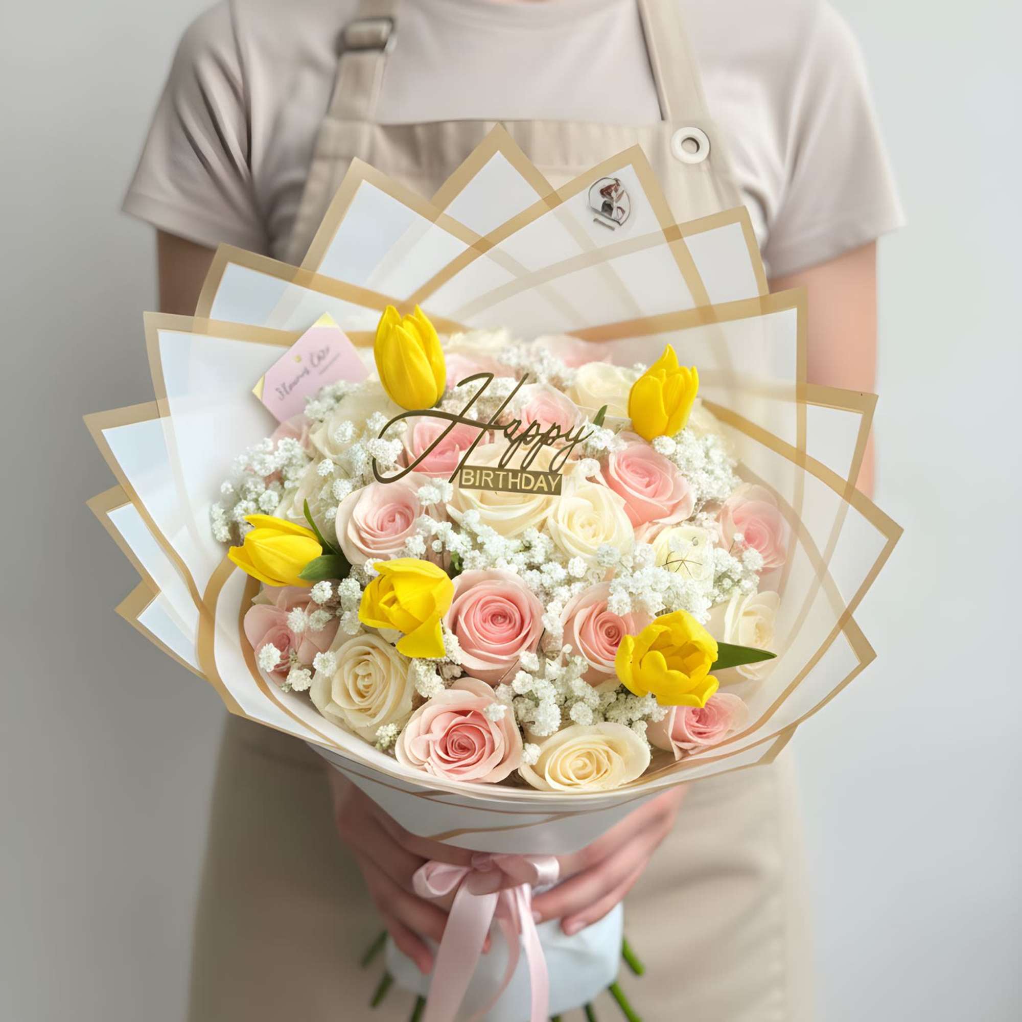 Celebrate their special day with our Blush Birthday Garden Bouquet 

This elegant