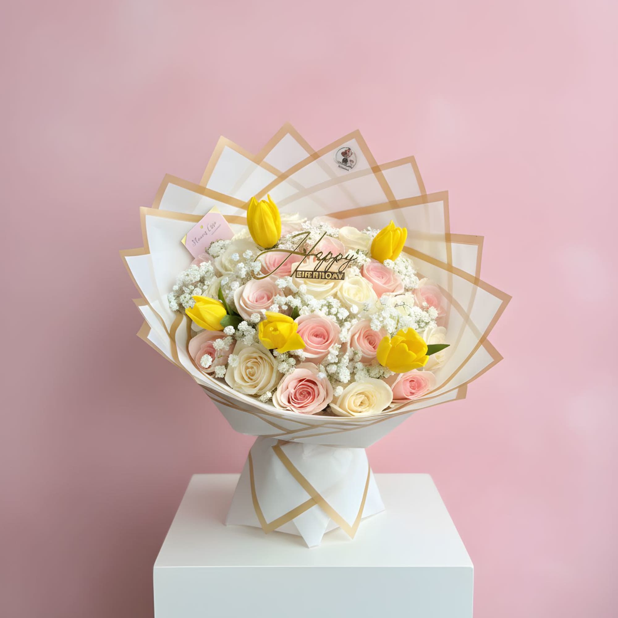 Celebrate their special day with our Blush Birthday Garden Bouquet 

This elegant