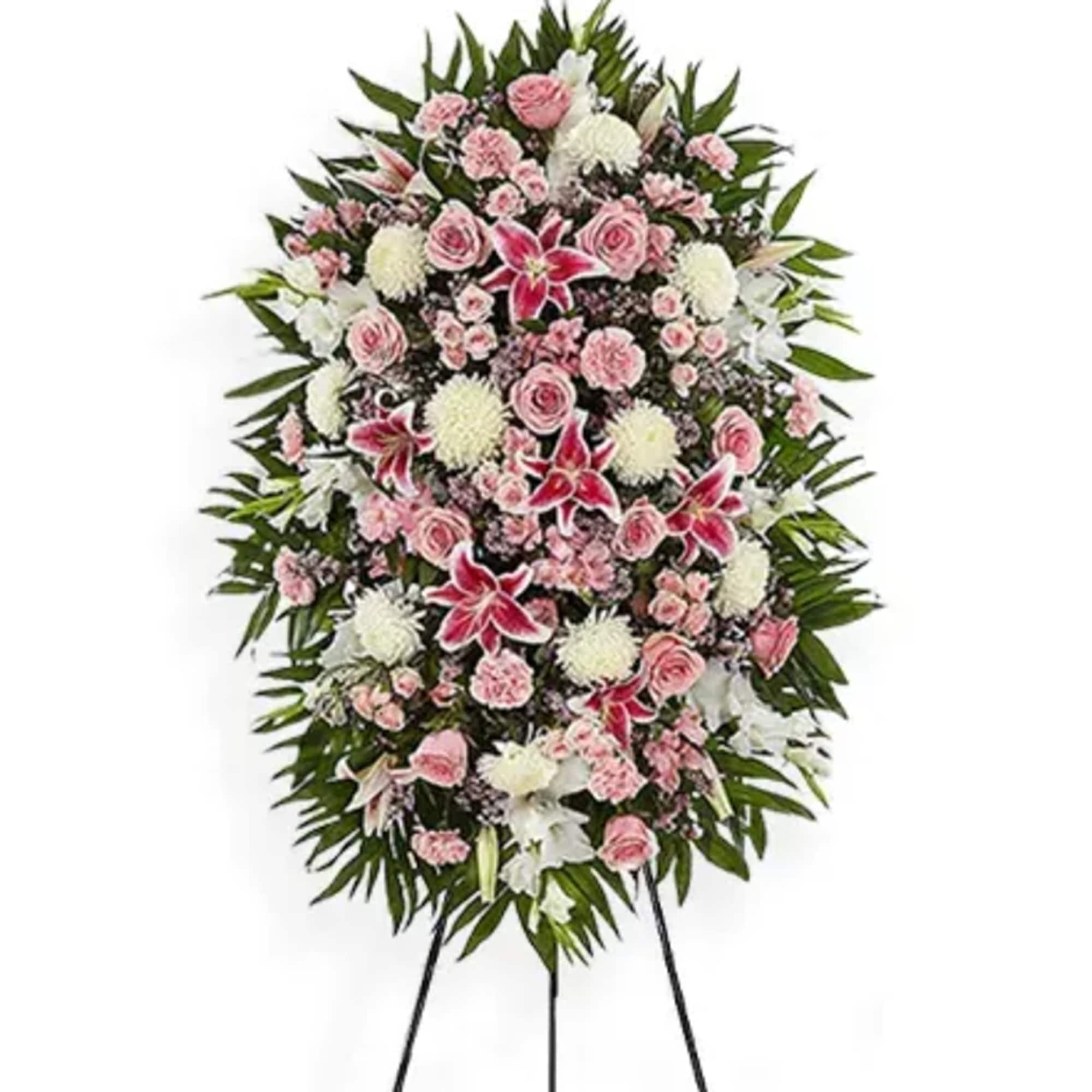 With a bounty of lovely pink flowers and simple greens, this pretty