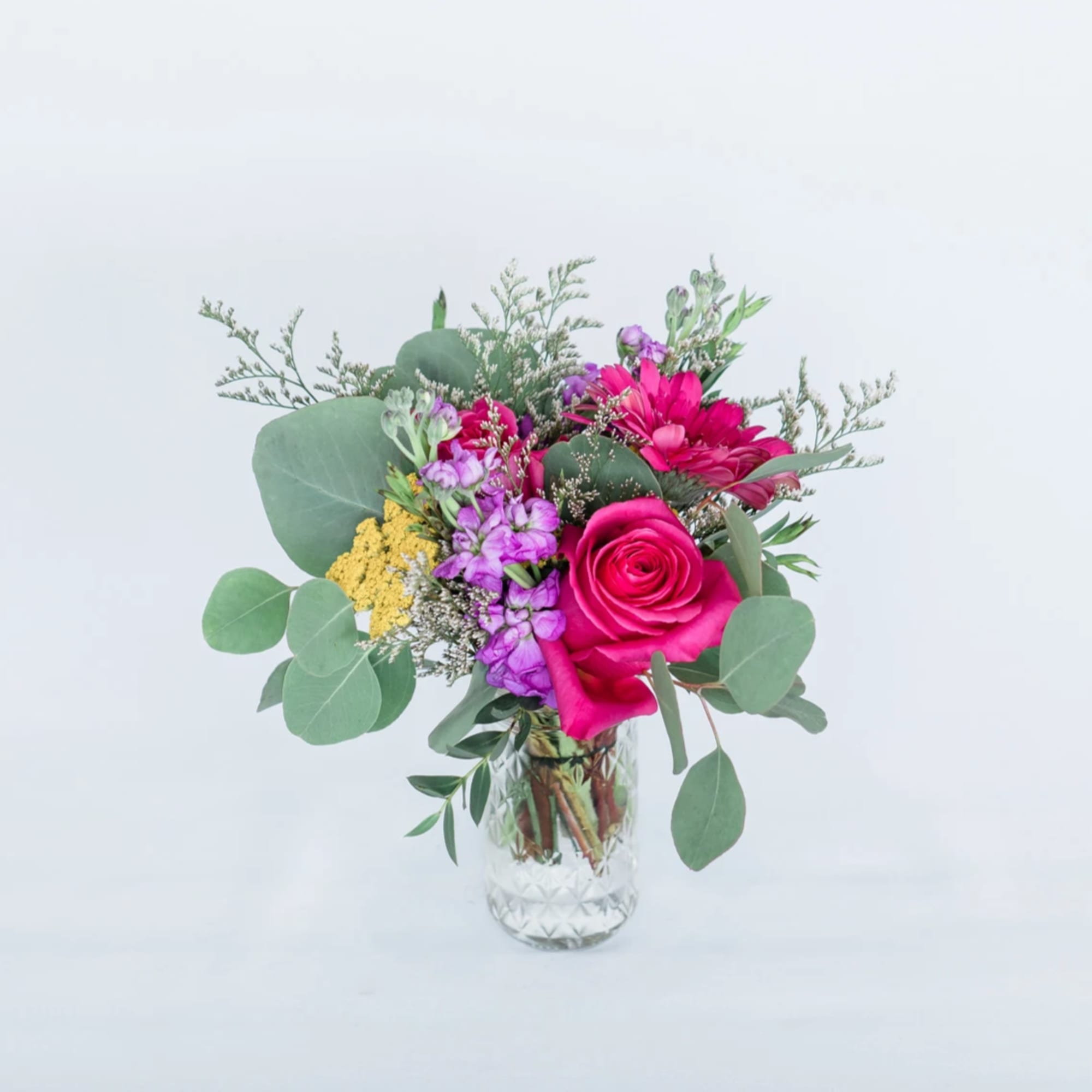 The Seasonal Mason Jar comes arranged with a beautiful mix of seasonal
