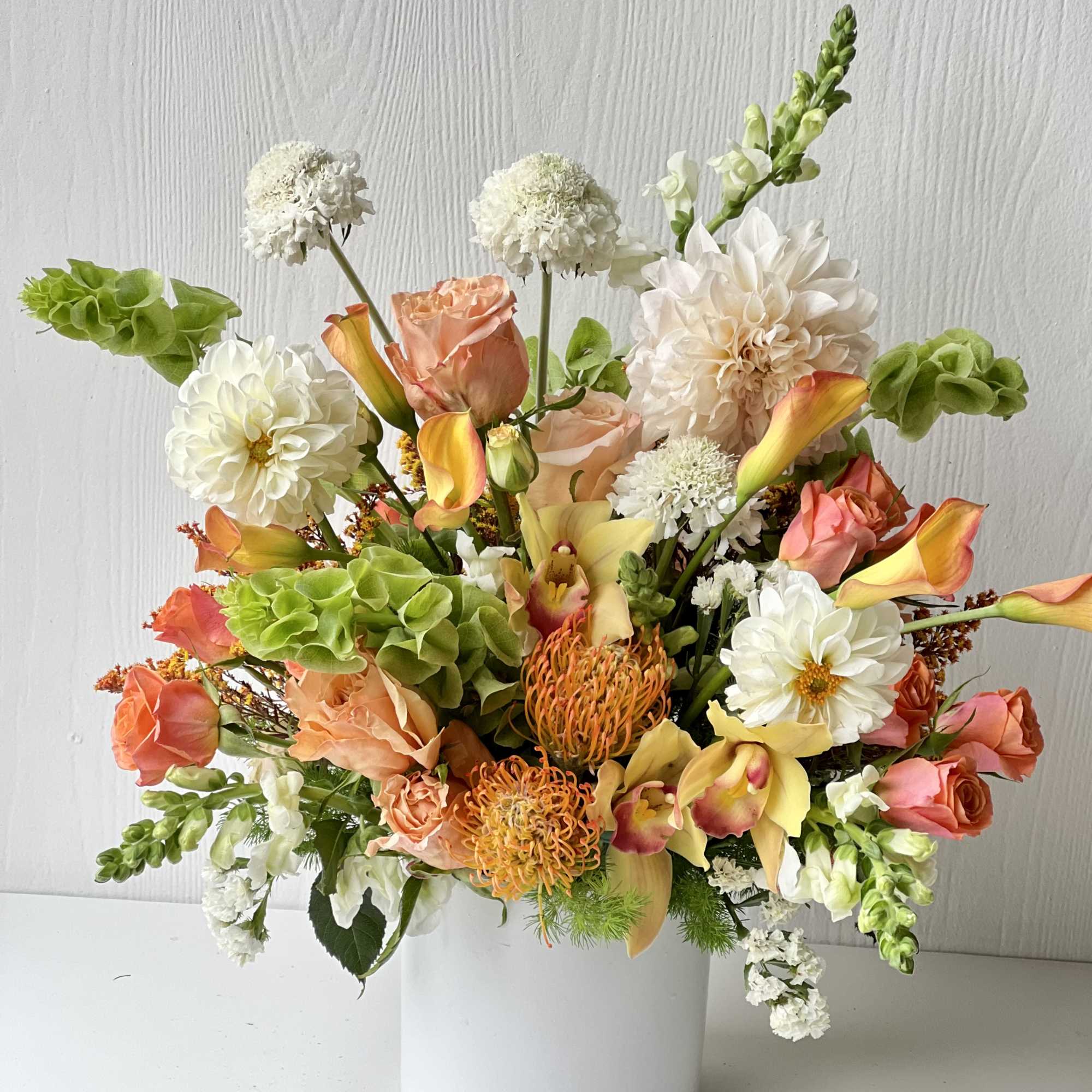 Peachy Perfection &ndash; Soft Peach &amp; Cream Designer Floral Arrangement | Tustin
