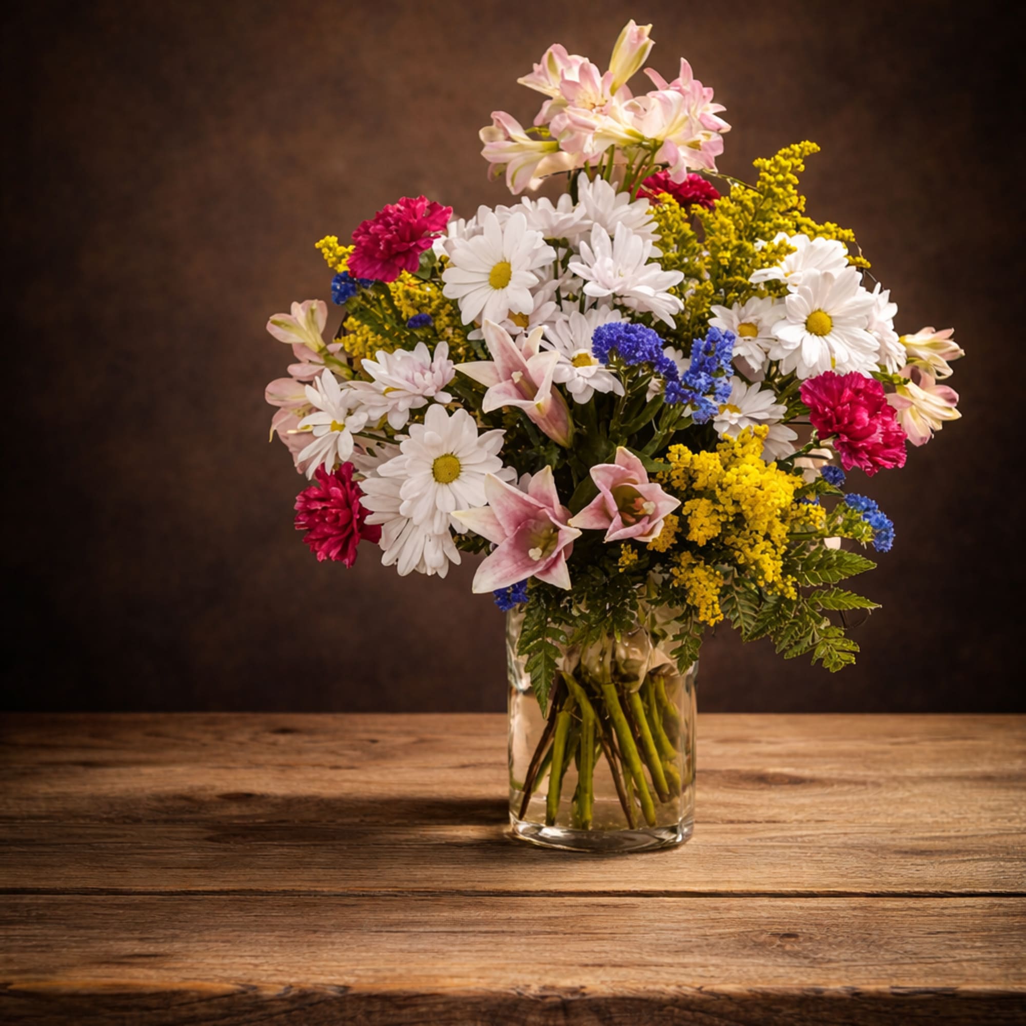Mixed spring flowers in a vase 