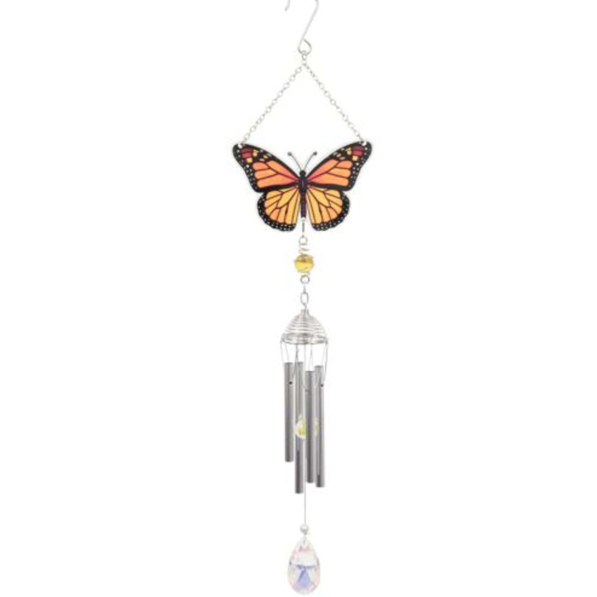 This colorful sun catcher butterfly chime is 21in long. Sold individually (Standard)