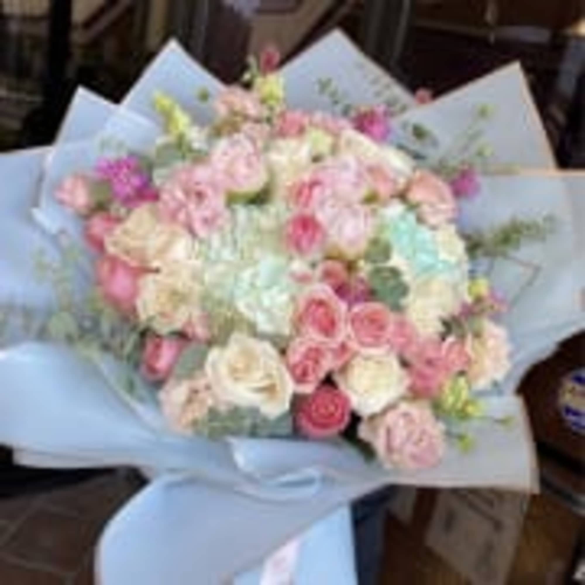 A dreamy mix of soft pastels and romantic blooms, the Peony Bouquet