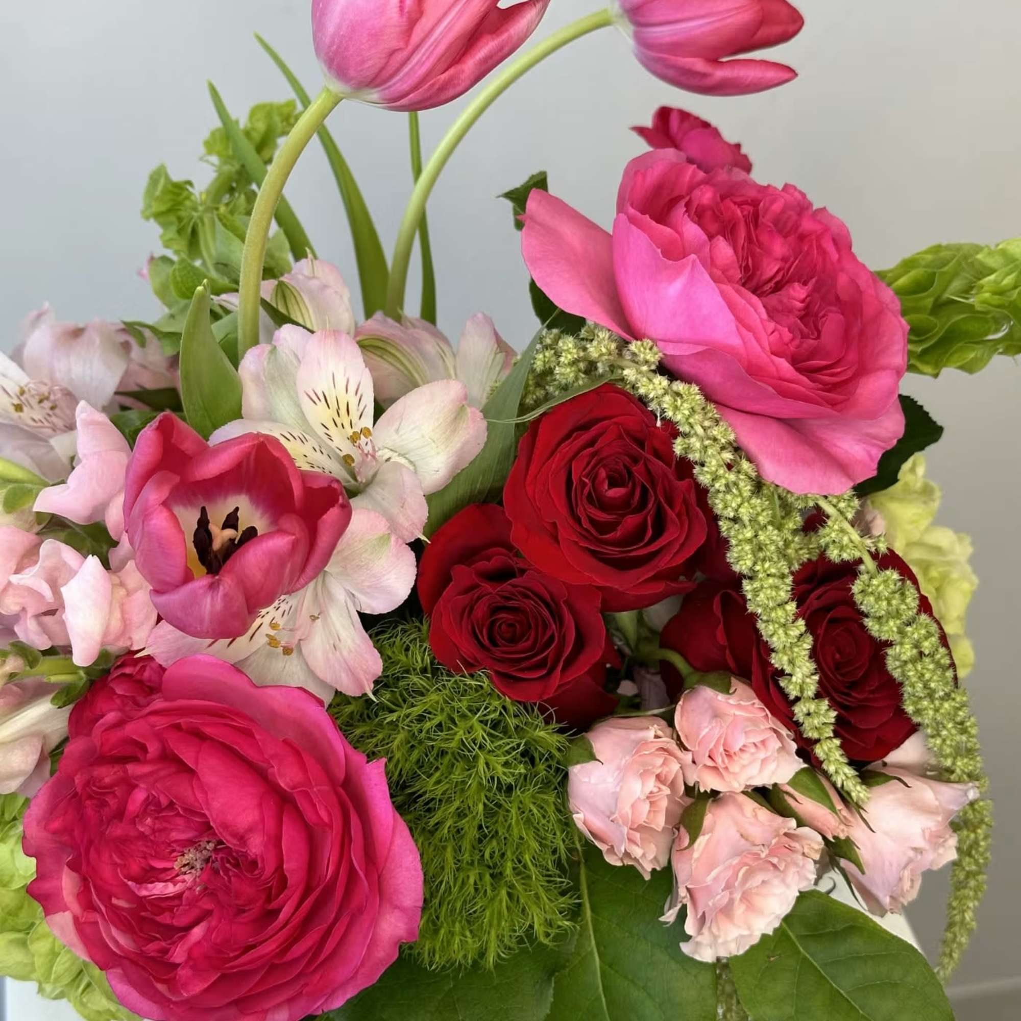 The Strawberry Matcha flower arrangement is a bold, playful, and ultra-luxurious design