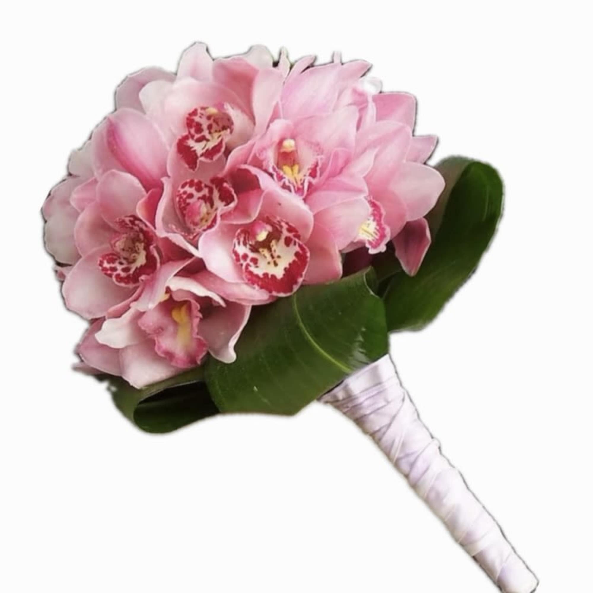 Modern and Crisp pave style bouquet. A modern Take on Cymbidium orchids
