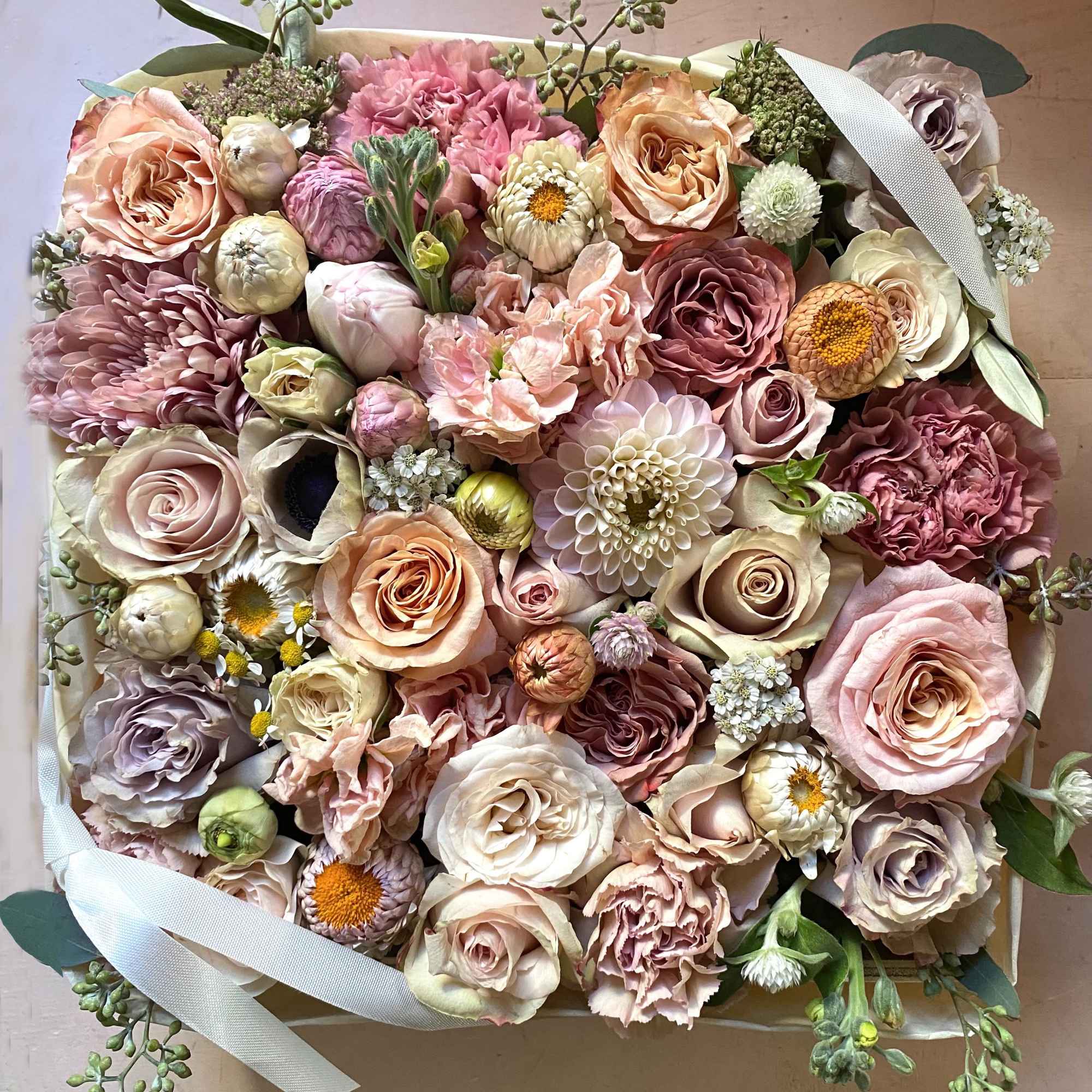 Beautiful blooming signature Blomst flower box full of fresh flowers in a