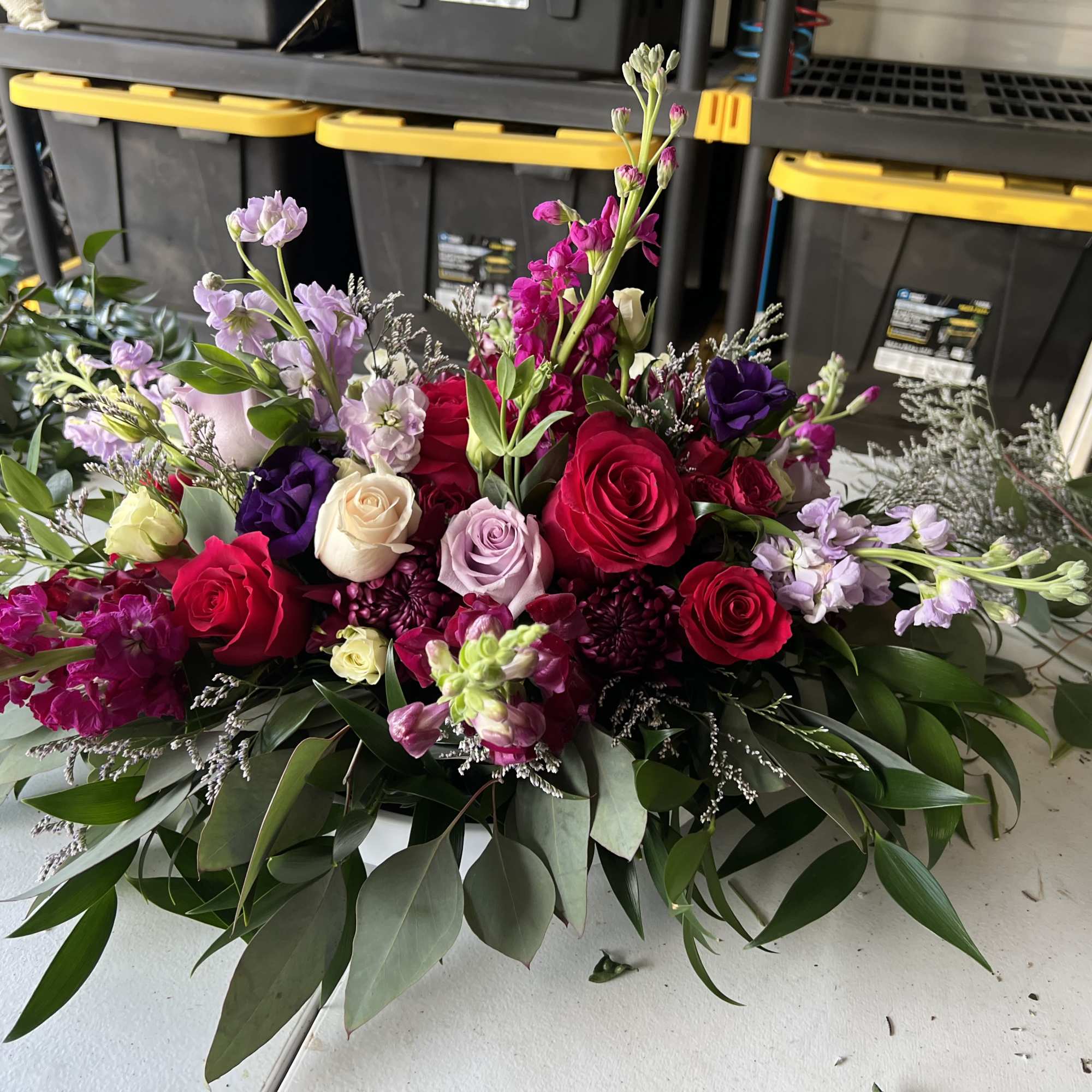 A beautiful arrangement of our Jewel toned flowers.  We will use