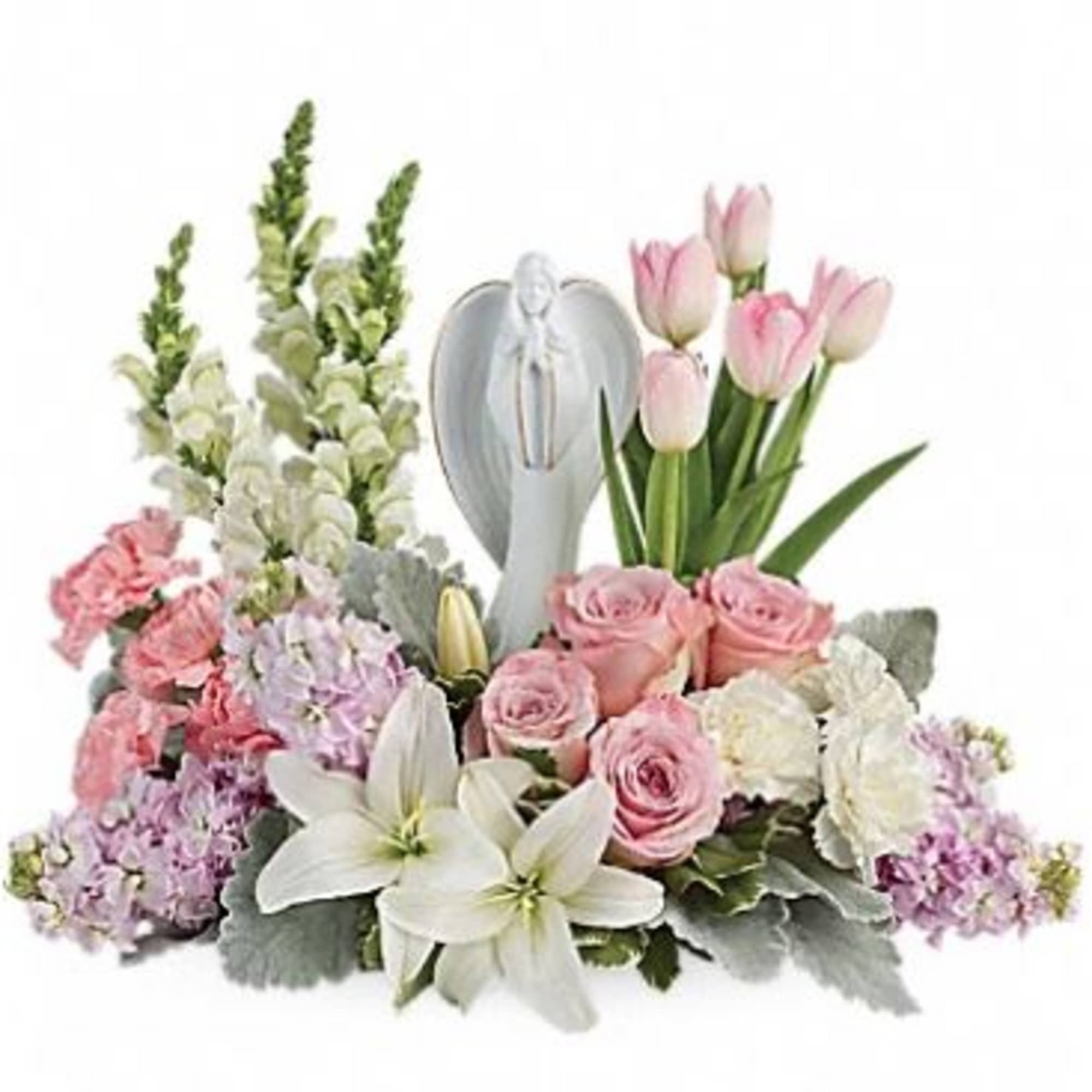 Show them you care with this gorgeous display of roses, lilies and