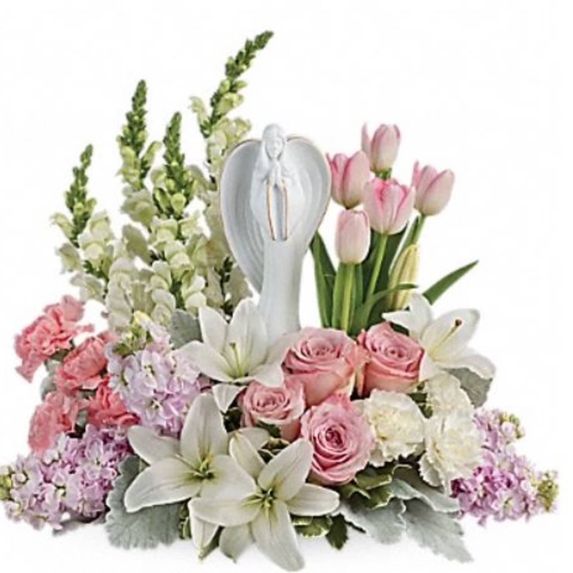 Show them you care with this gorgeous display of roses, lilies and