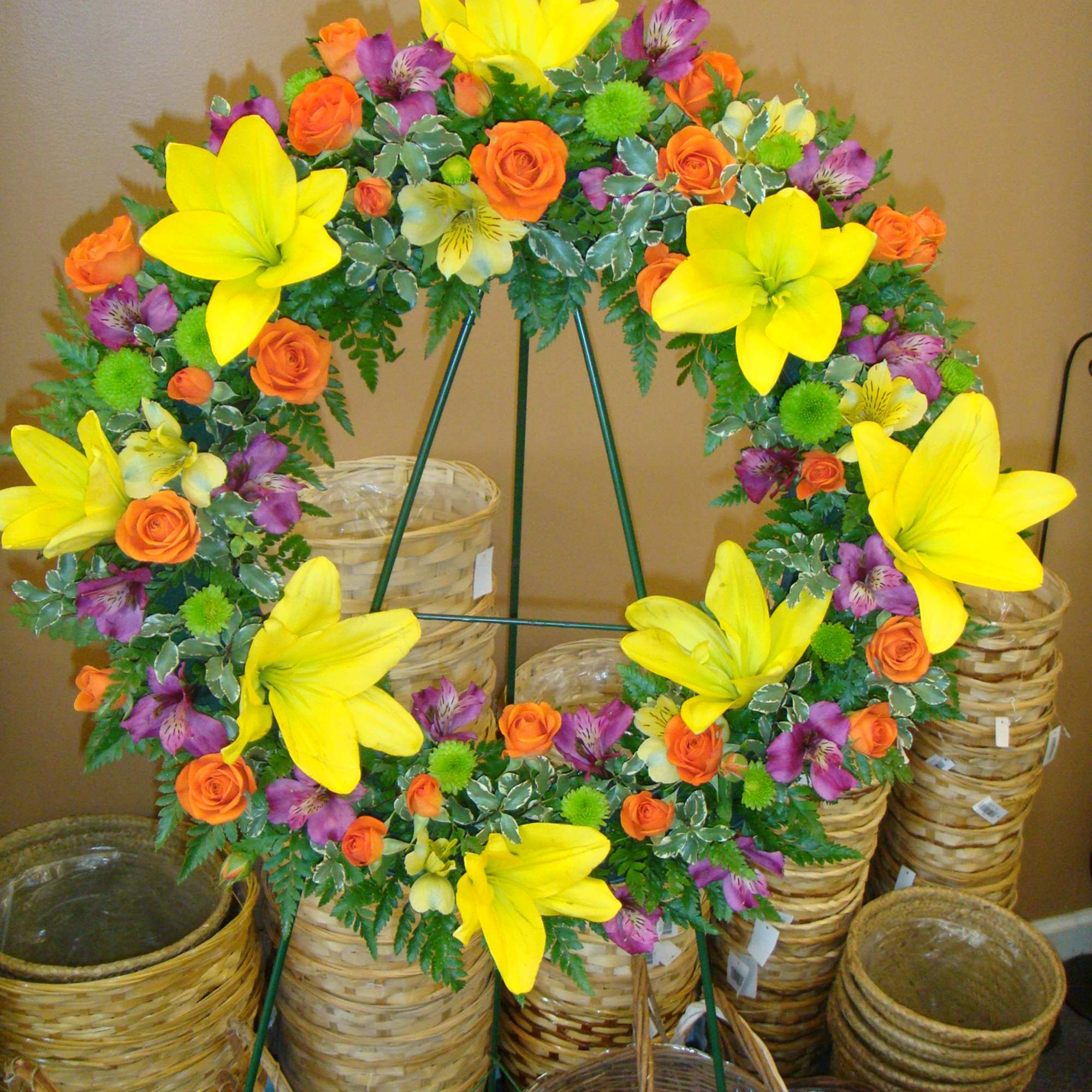 Garden Of Eden Sympathy 18" Wreath on 54" Easel Stand