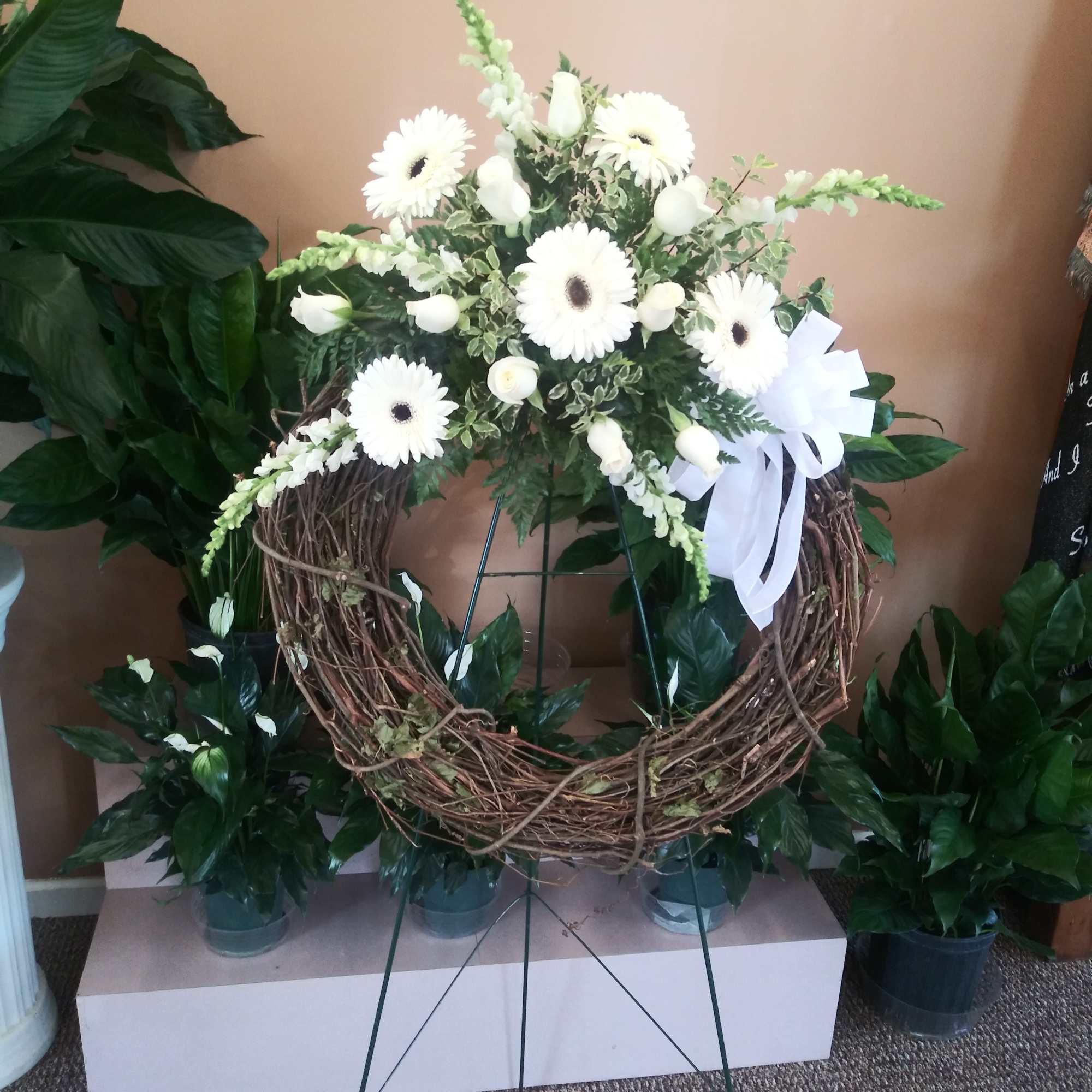 Grapevine Wreath White Flowers