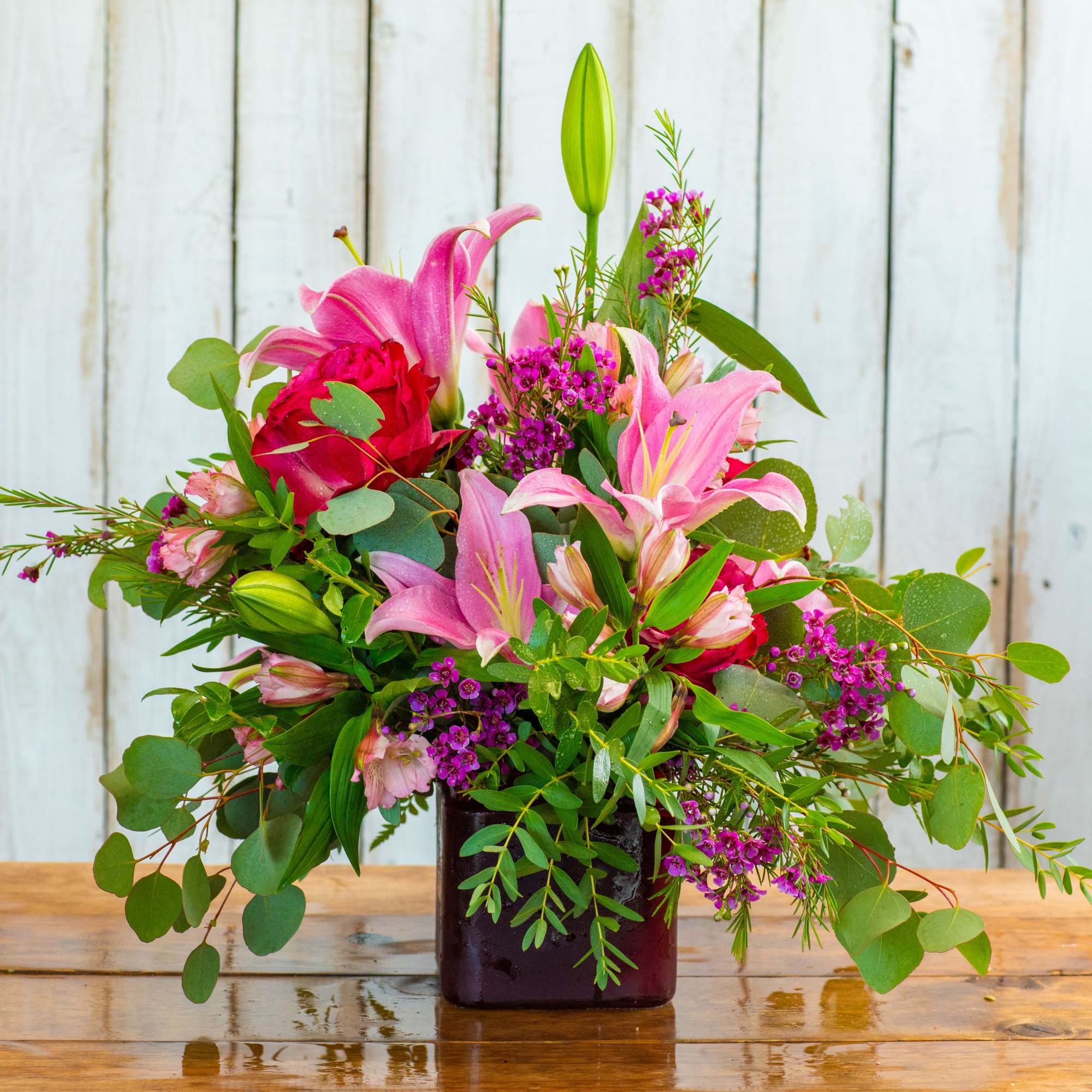 Soft, romantic, and beautifully lush, our Blush Garden Blooms arrangement is designed