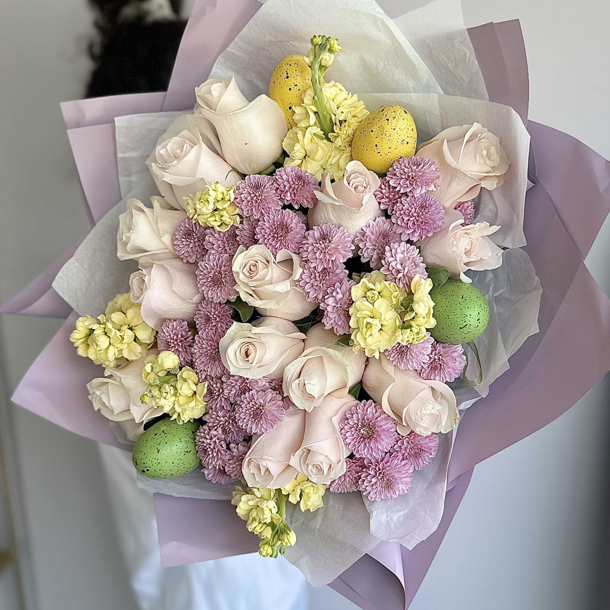 Yellow, pink, lavender with Easter decor. 
DELUXE size is shown In the