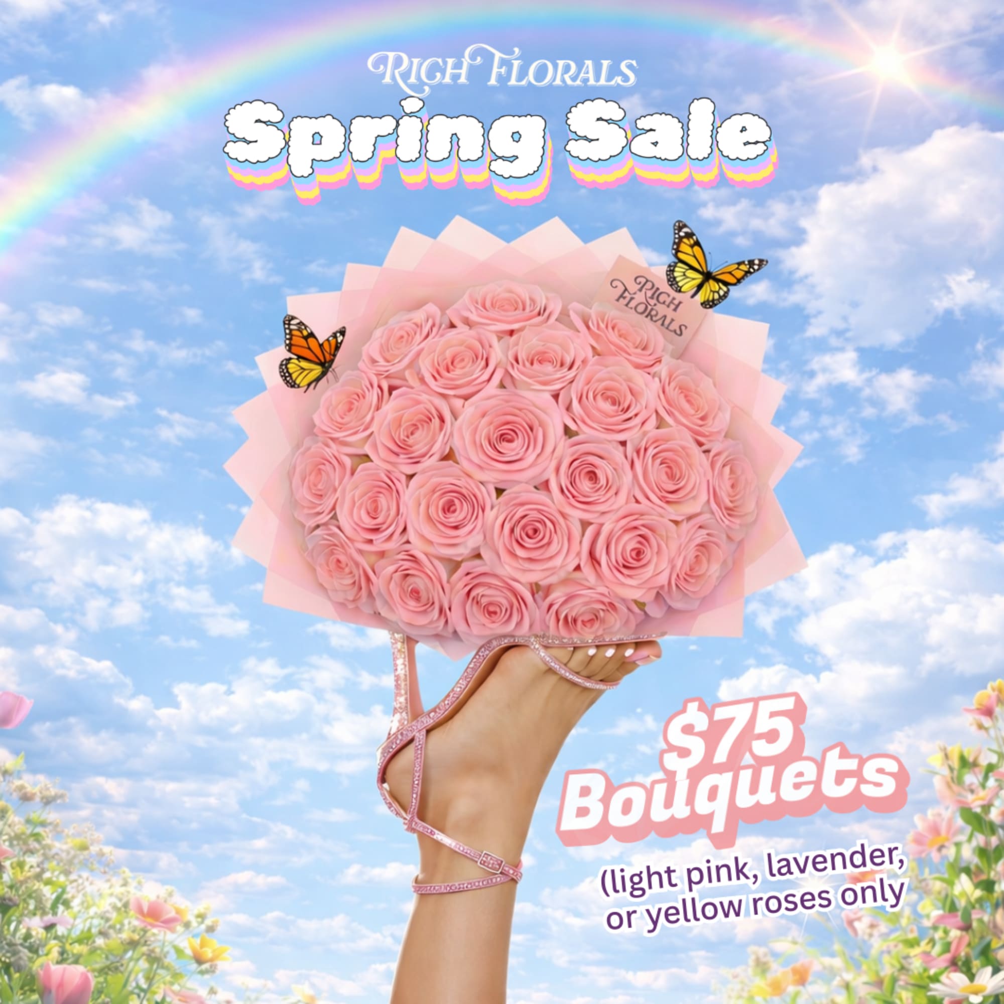 Spring is here and so is the deal.  25-stem bouquets in