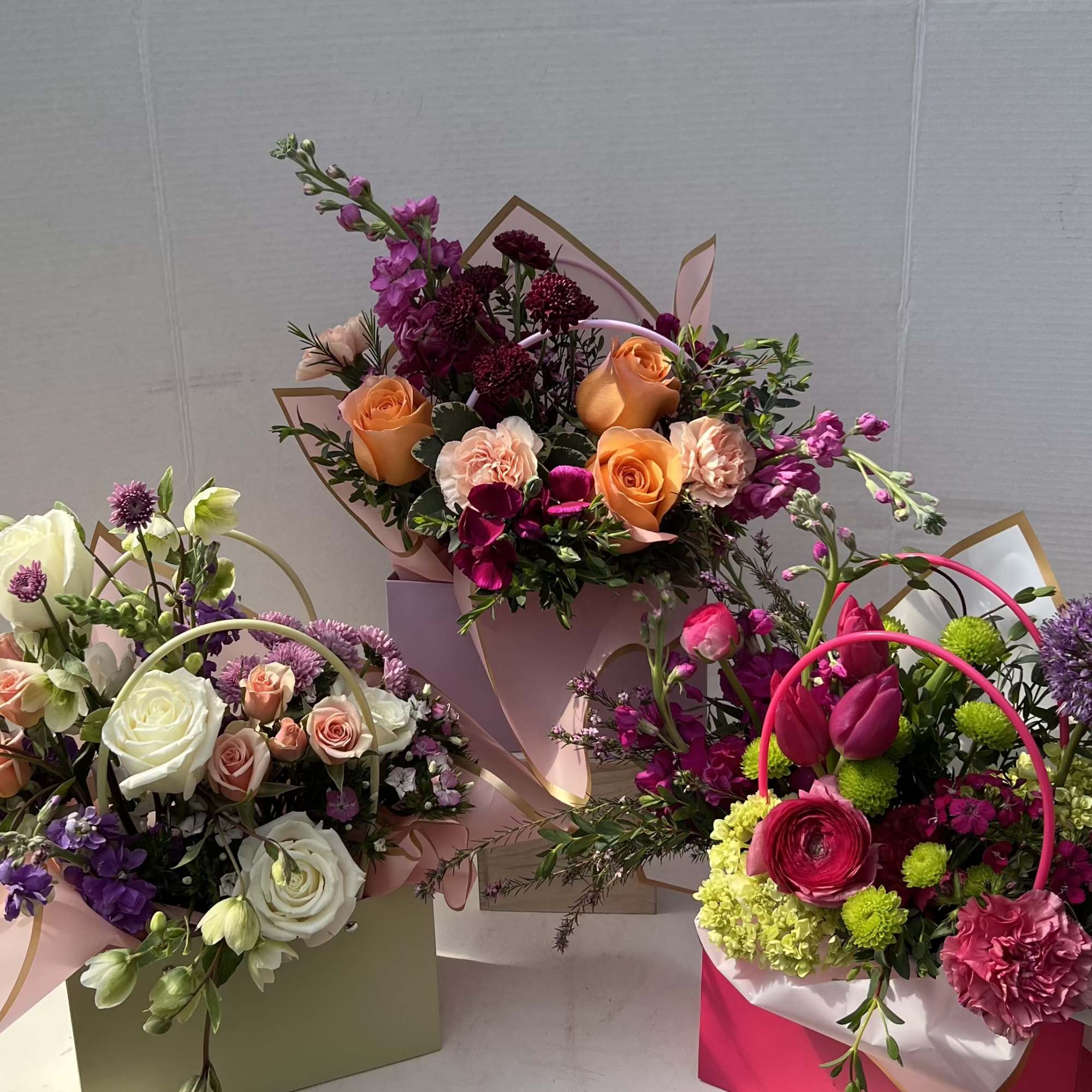 Our Blooming Baglet Purses are thoughtfully designed arrangements, blending soft, feminine colors