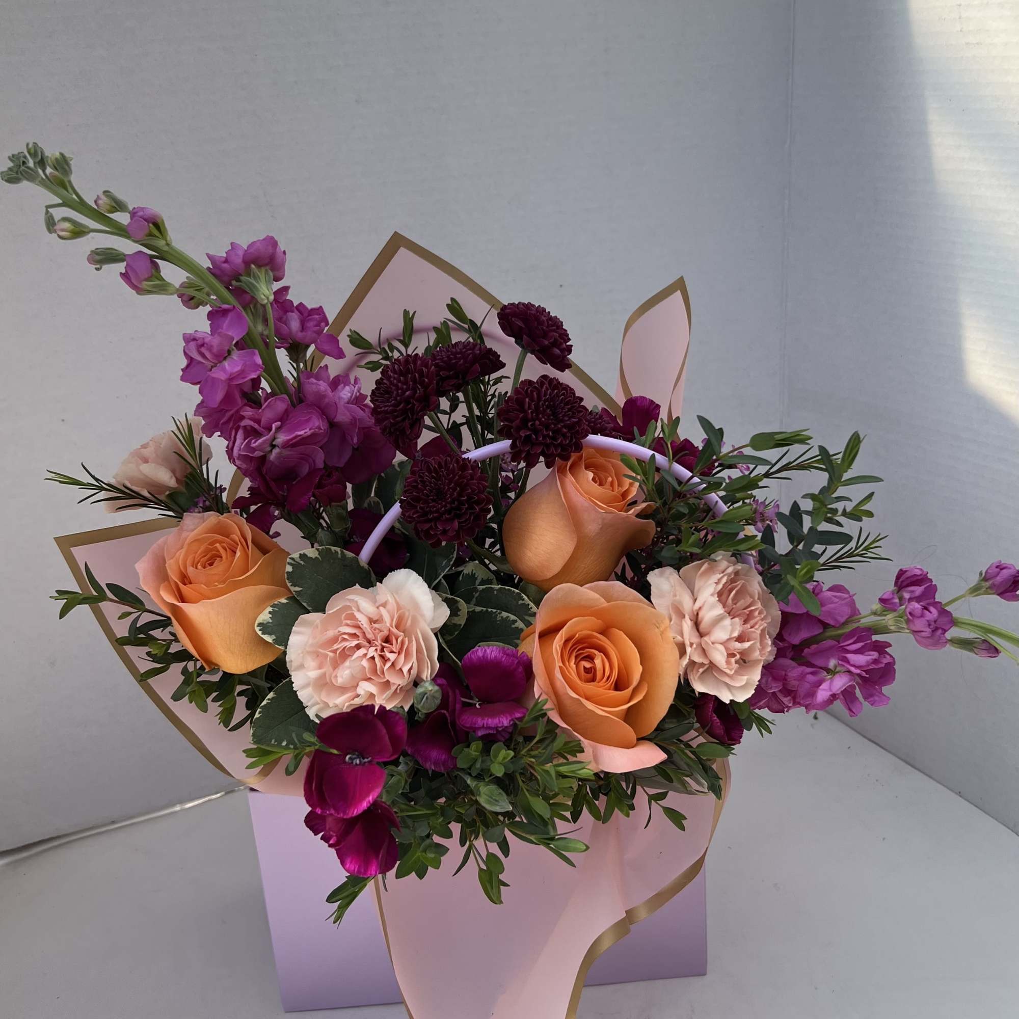 Our Blooming Baglet Purses are thoughtfully designed arrangements, blending soft, feminine colors