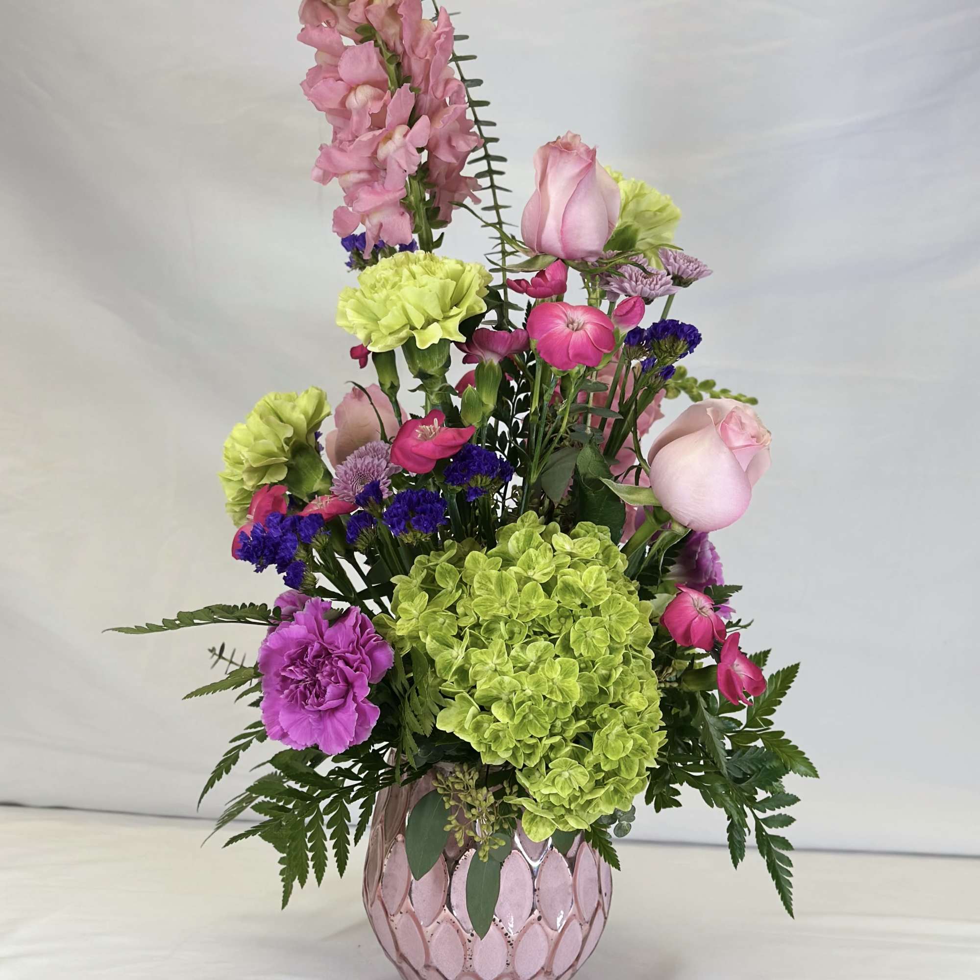 If you love pink, this wonderful design features many different shades, set