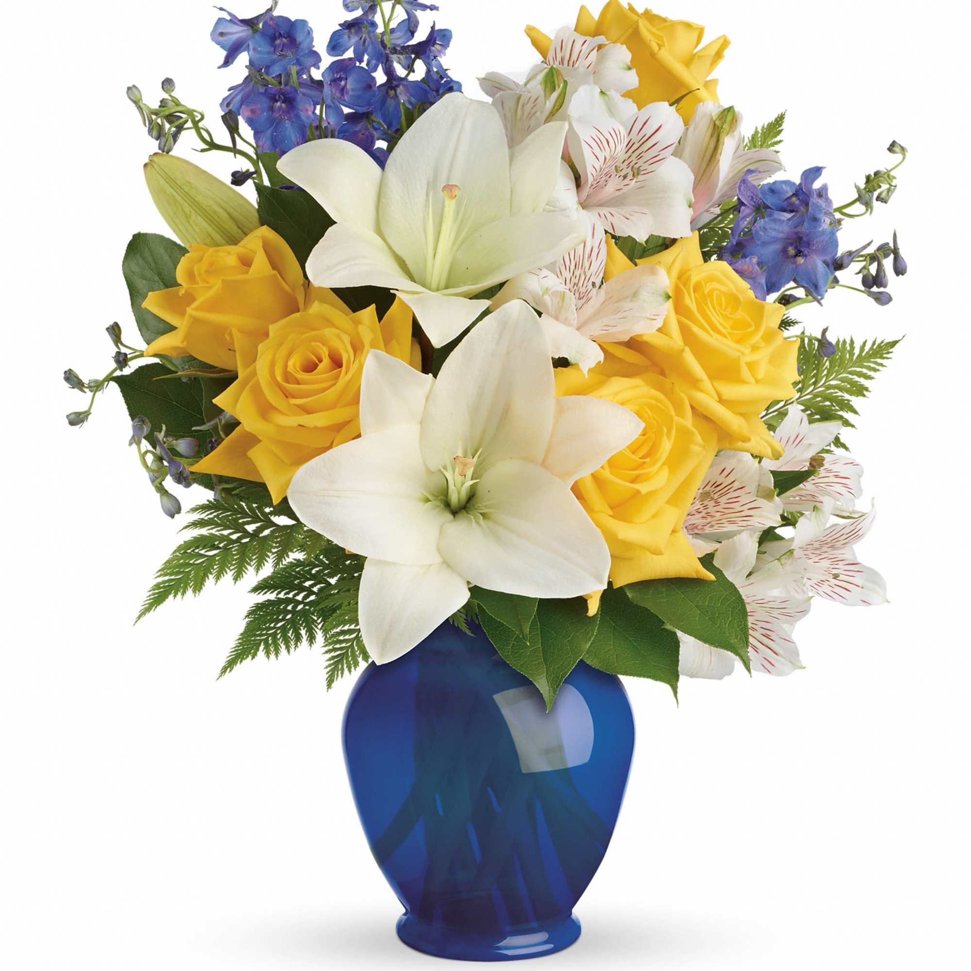 Like a sunny day at the shore, this bright bouquet invigorates and