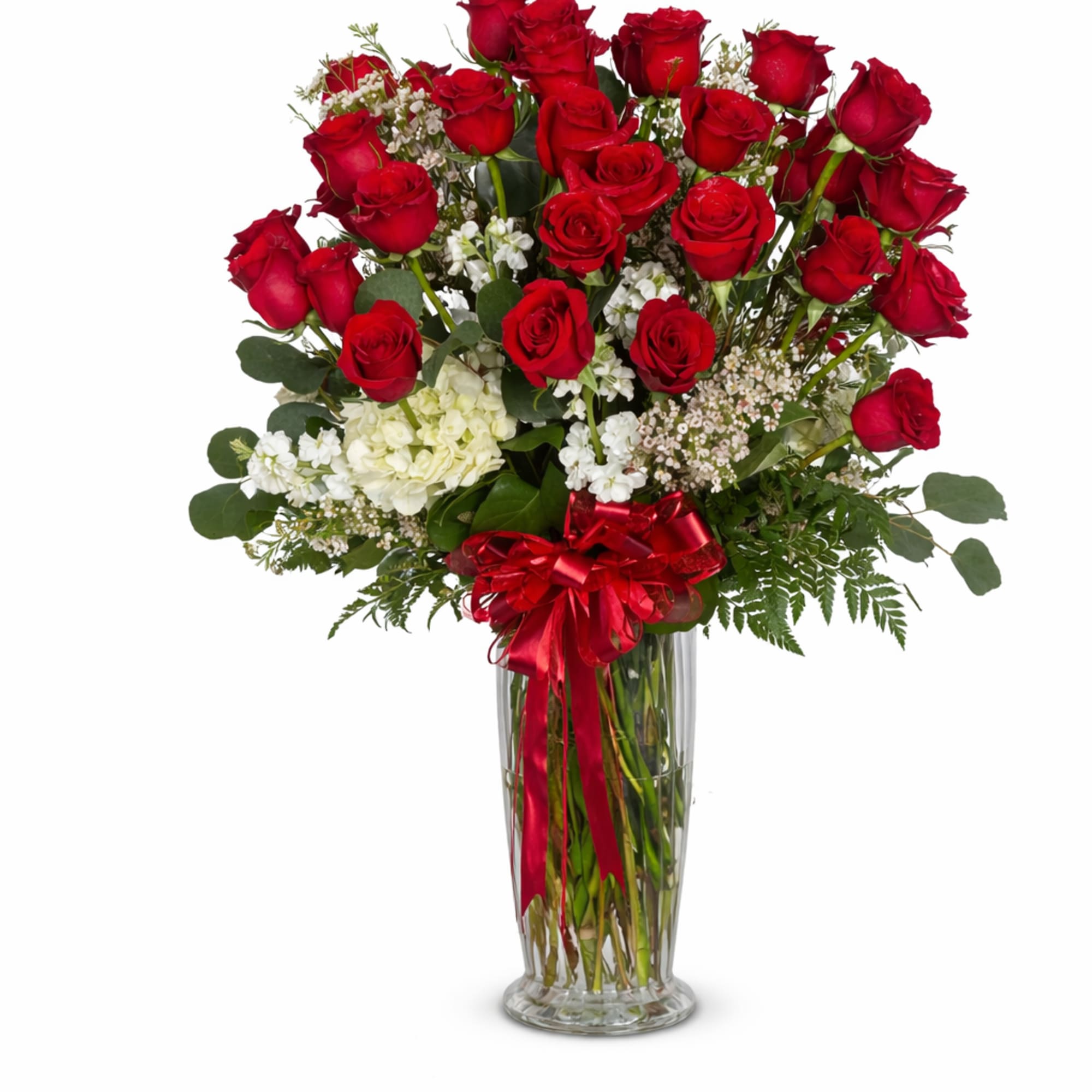 A grand and elegant arrangement featuring 50 Ecuadorian premium long stem red
