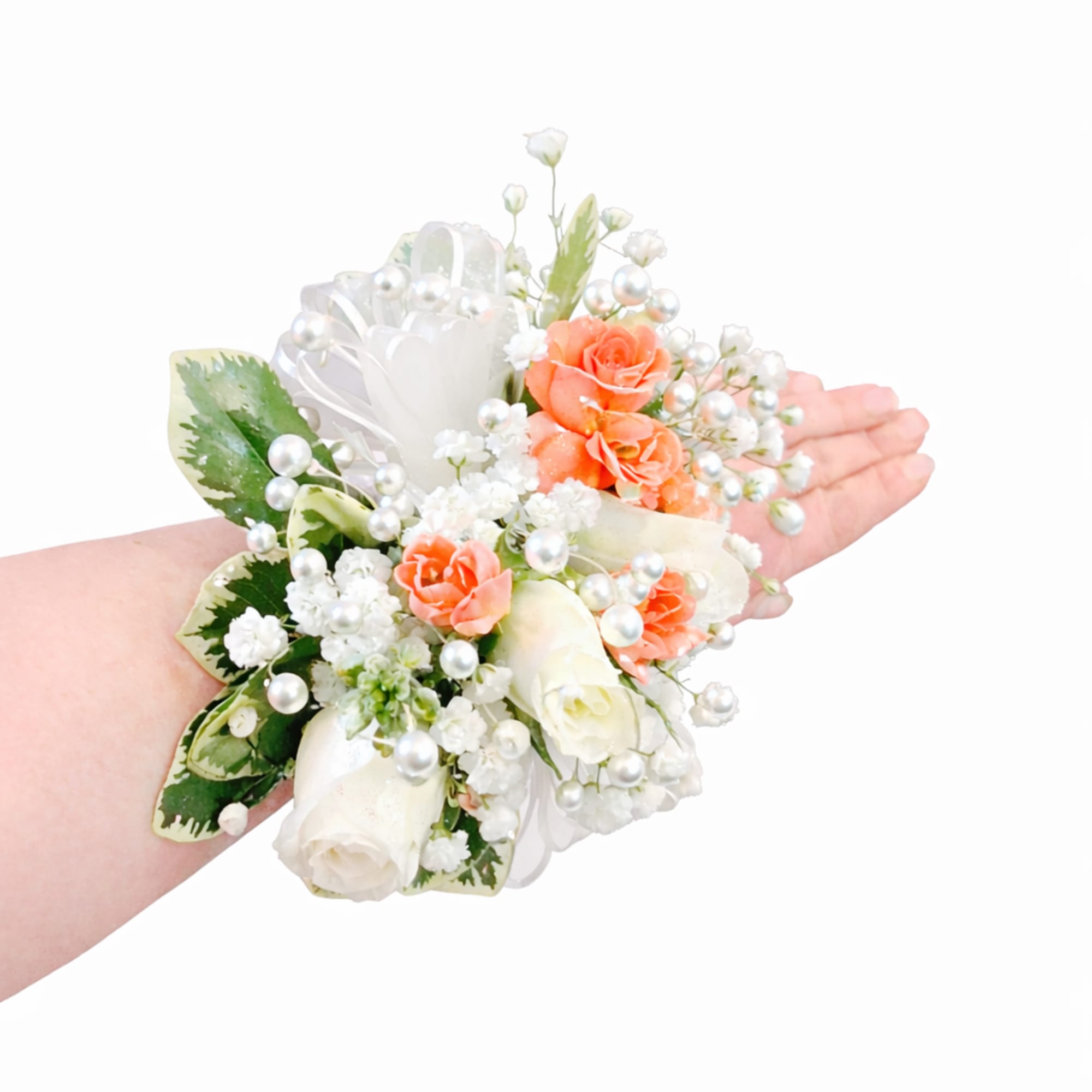 Peach and White wristlett