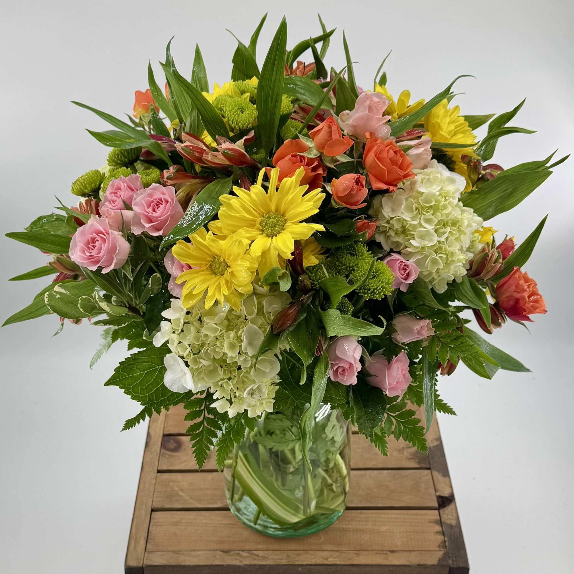 Introducing the "Life's a Peach"  Flower Arrangement, a charming and delightful