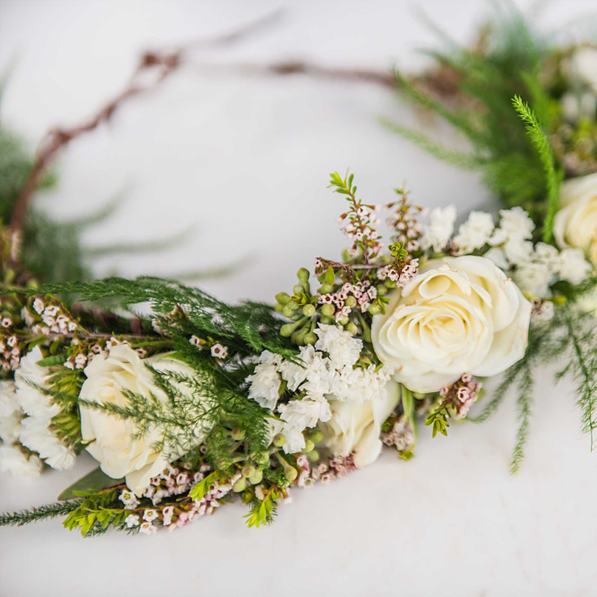 Neutral &amp; Lush Flower Crown made with the freshest florals of the