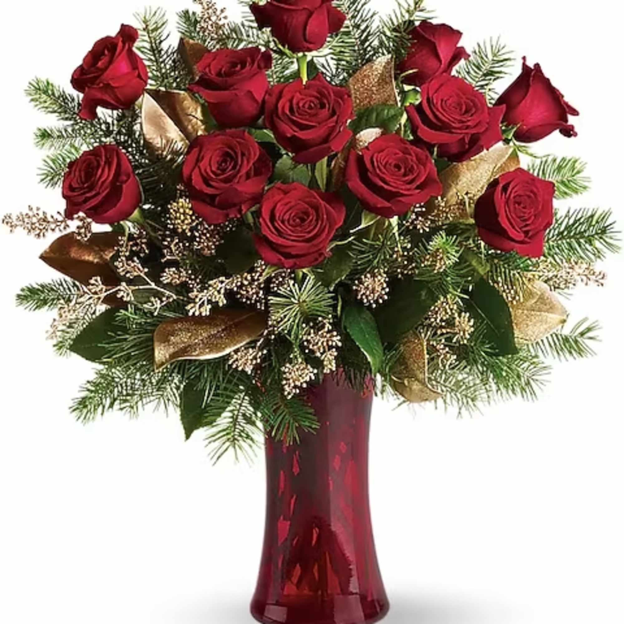 Dazzling and delightful. Red roses make a dashing holiday gift, especially when