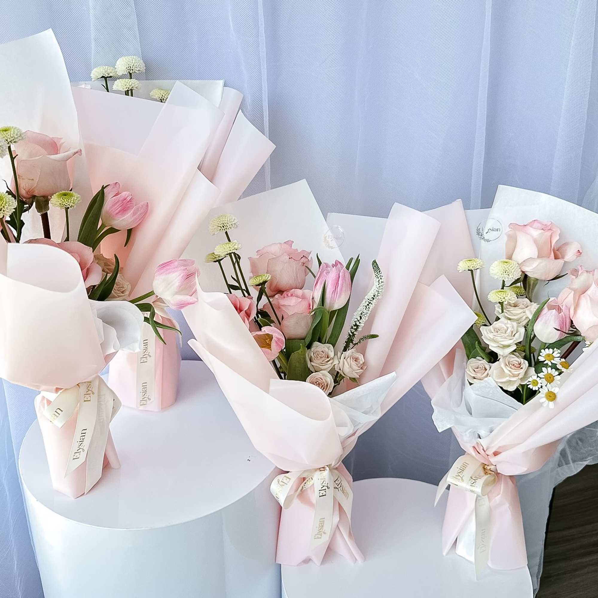 Each bouquet is crafted with love, featuring a harmonious blend of textures