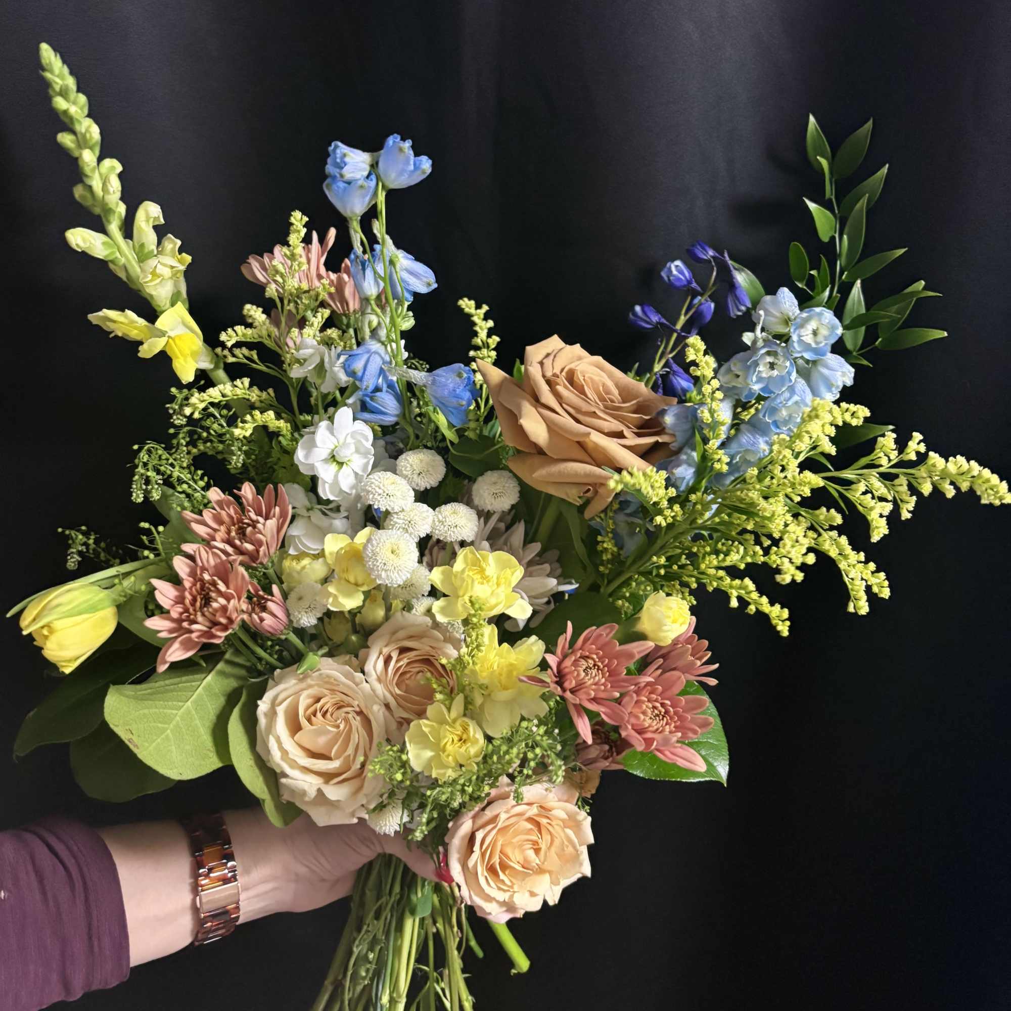 A soft Easter palette of whites, peachy taupes and yellow with a