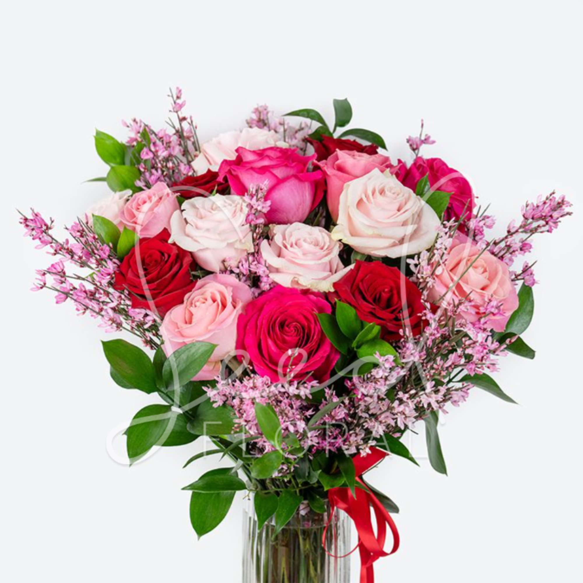 Simply Romantic is a timeless flower arrangement featuring 18 premium roses in