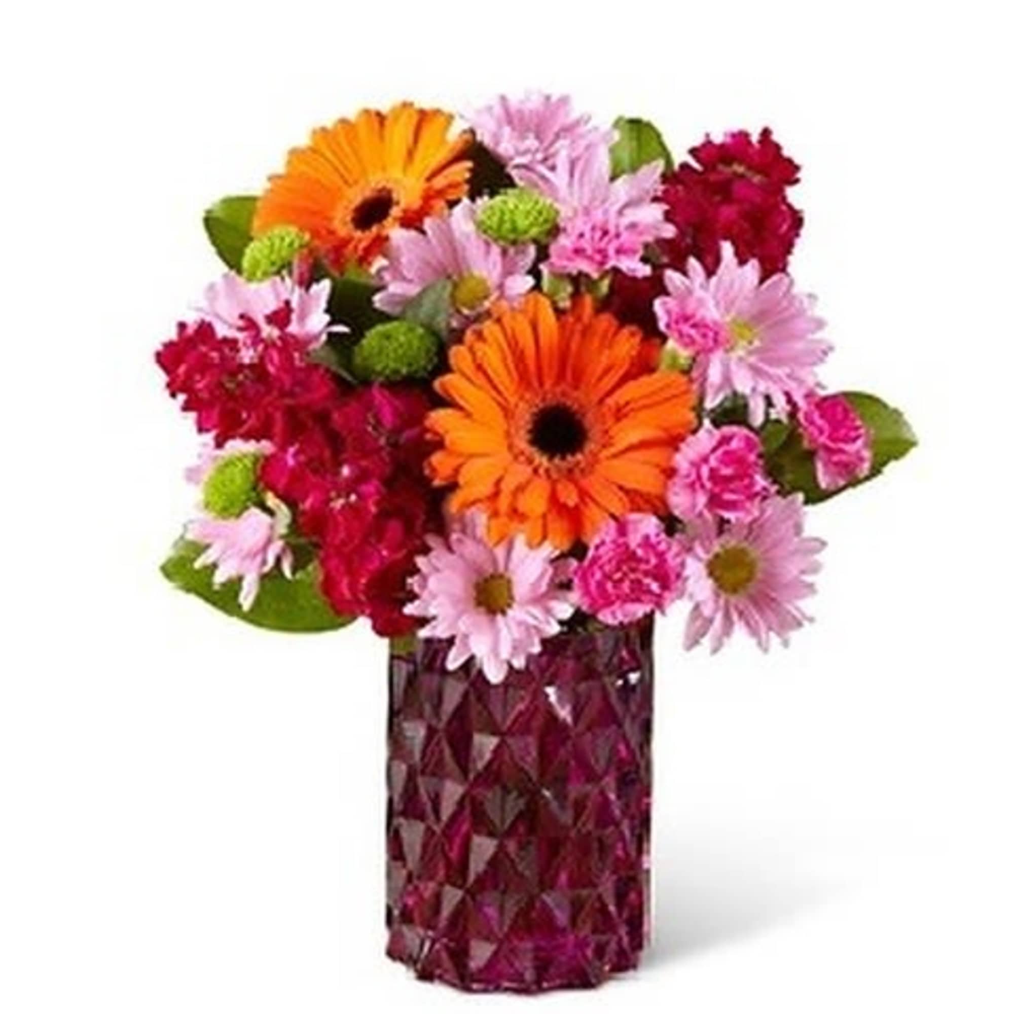 Brighten up any springtime occasion with this bouquet that blooms in rich