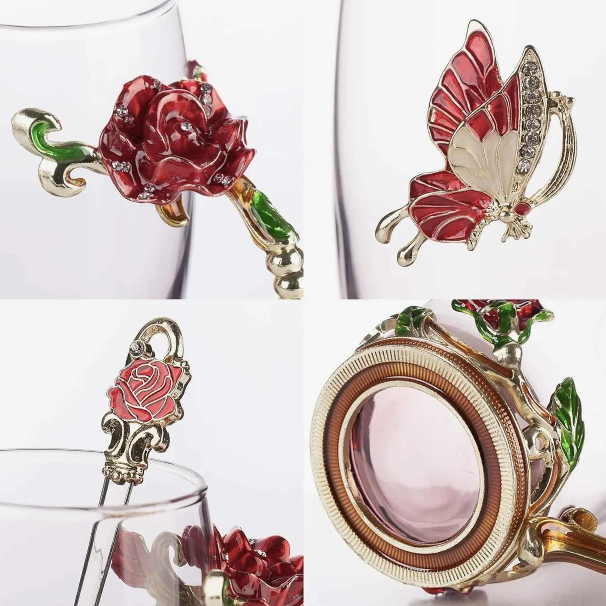 Enjoy tea with elegance using this handmade glass tea cup set featuring