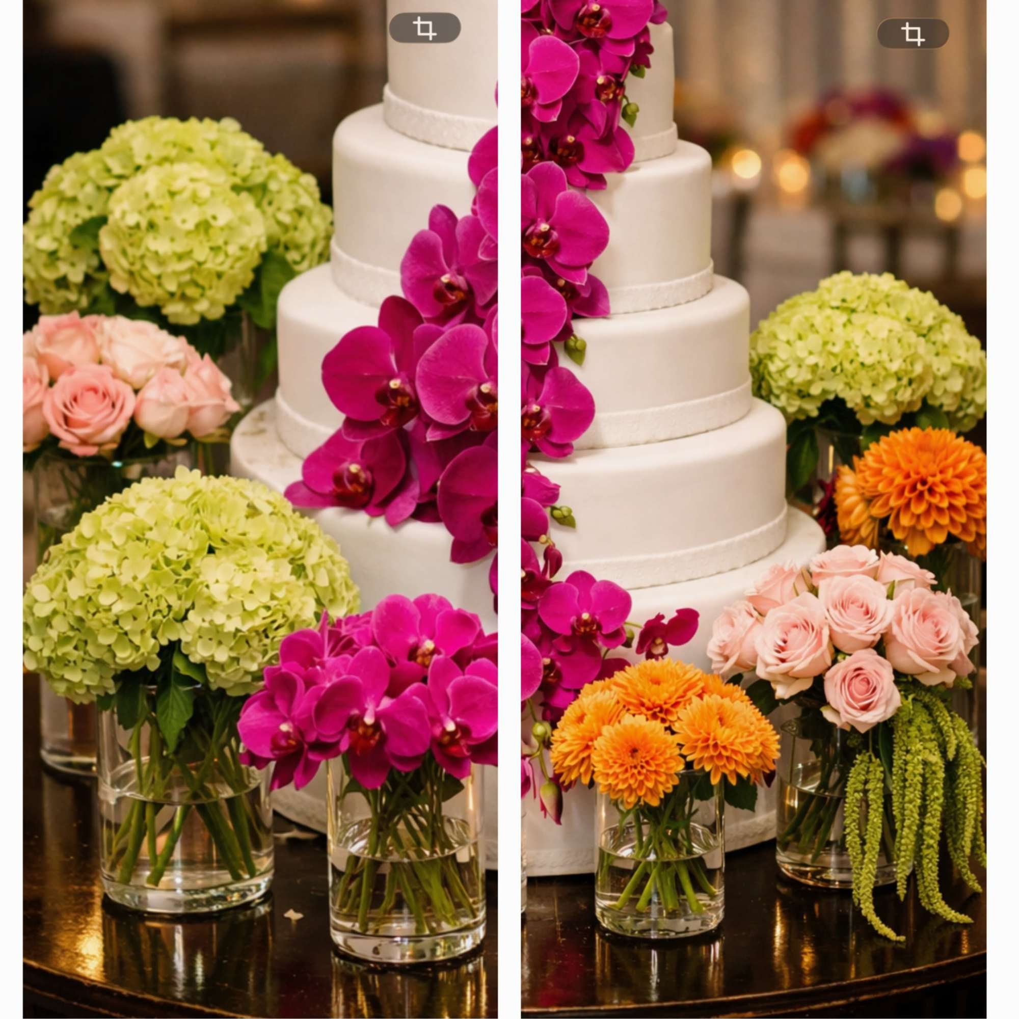 This arrangement is a bold study in texture and color, combining structured