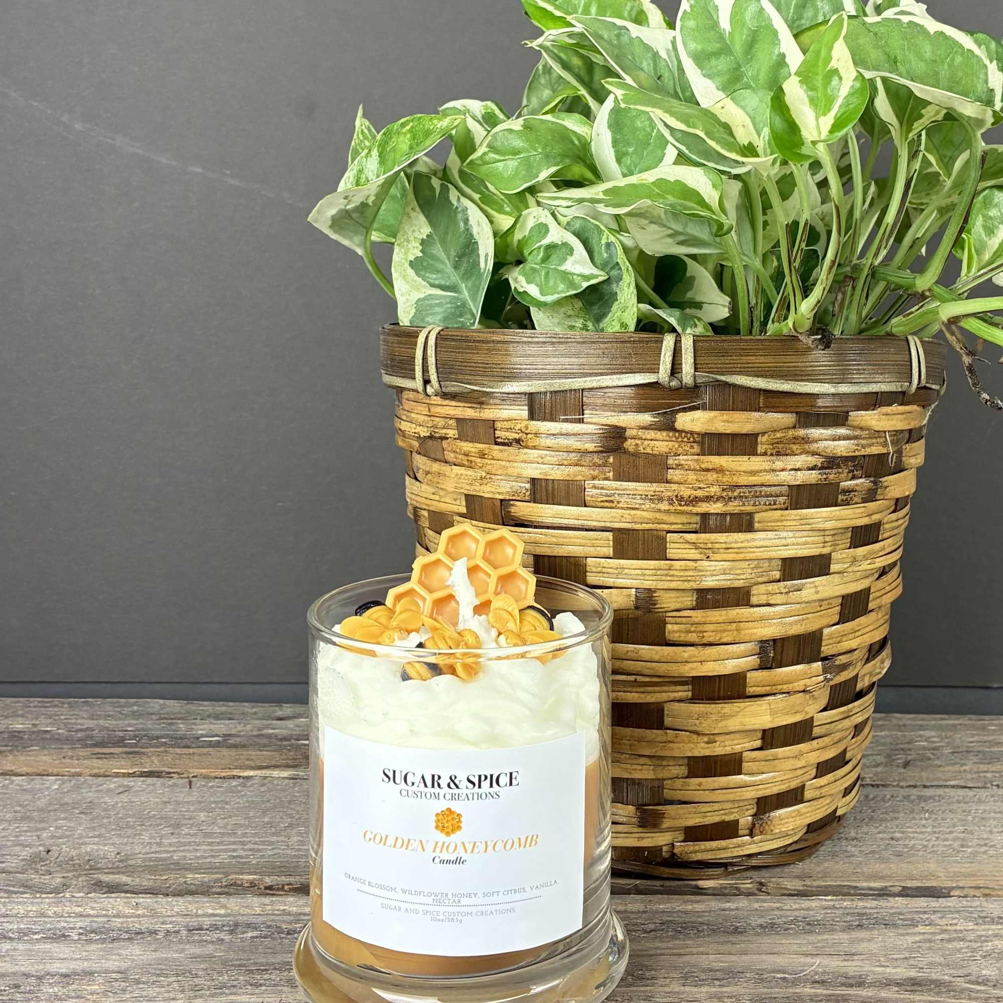 This hand made candle, exclusively sold at Renee's of Ridgefield, features notes
