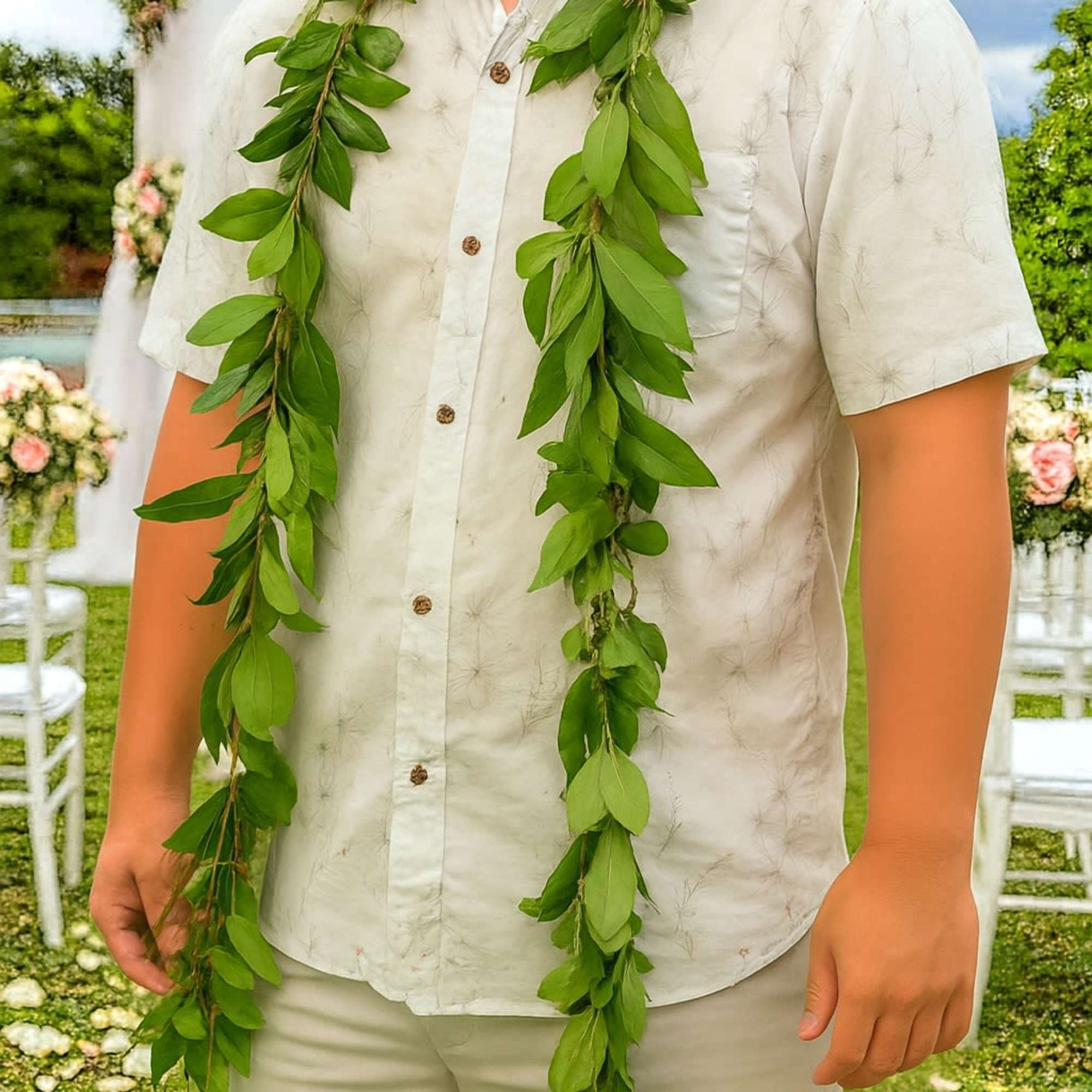 Our Single Strand Maile lei is locally grown and renowned for its